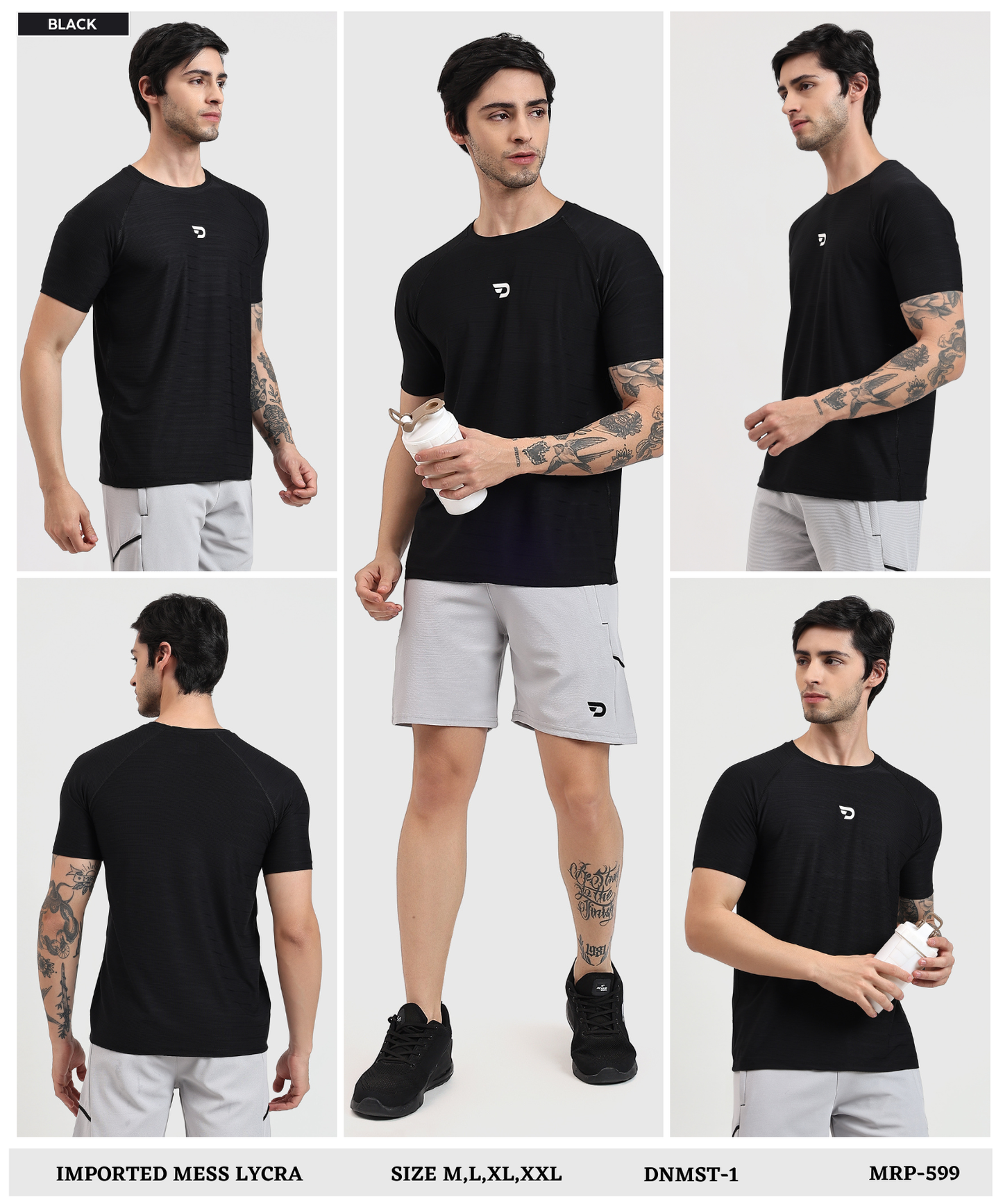 Power T-shirt - Pin Point Mess Lycra (GSM 180)