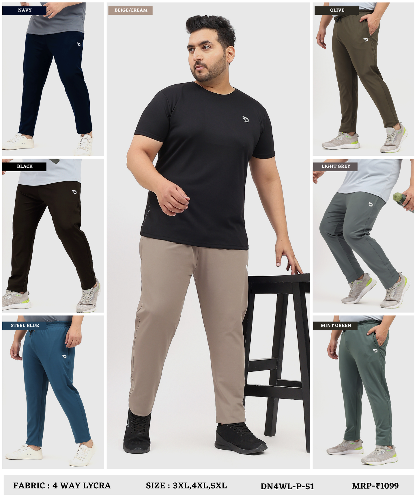 TaiwanFlex Trackpants - Imported 4way Taiwan Lycra Plus Size Lower (GSM 280)