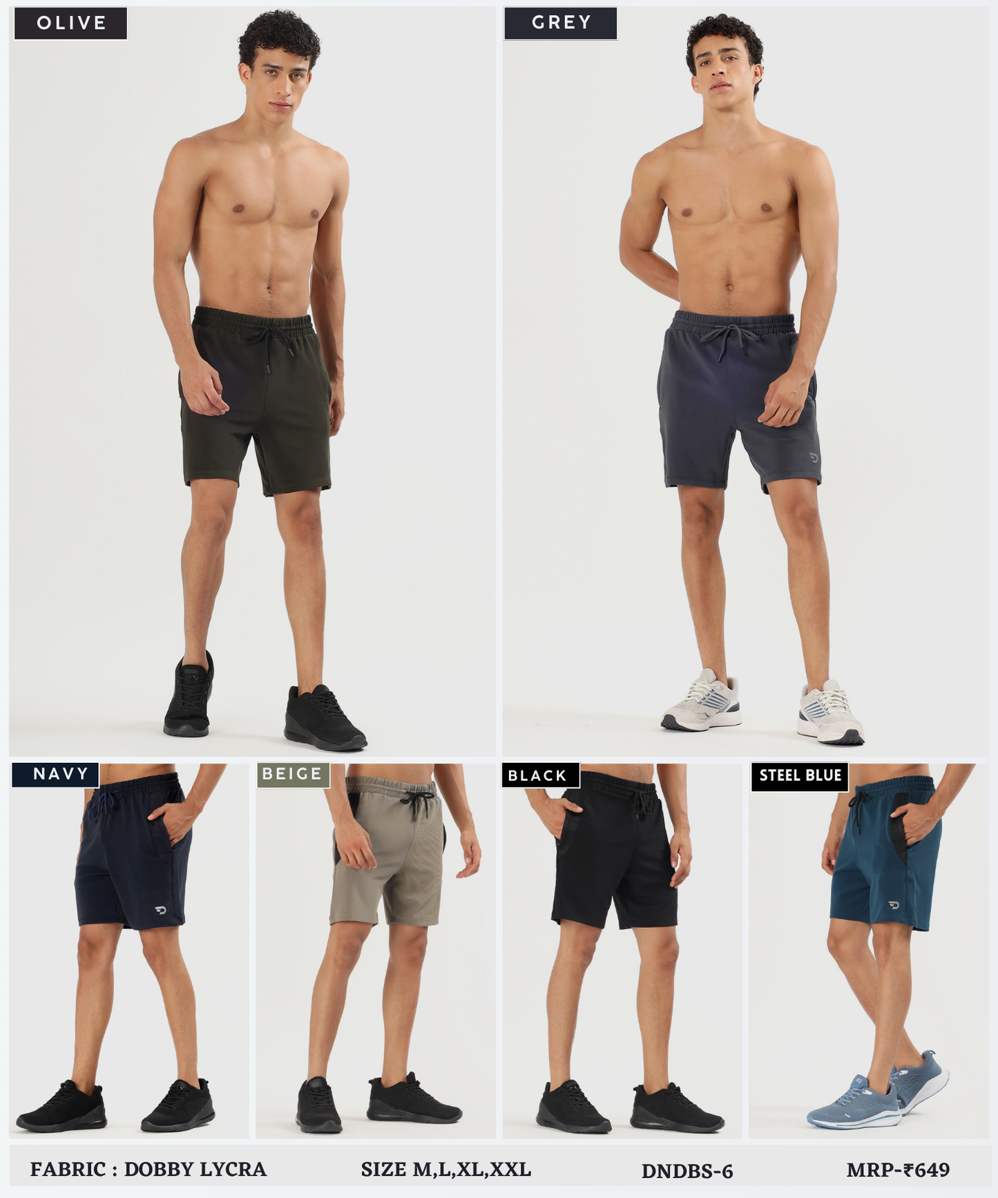 Active Bugdot Shorts- Imported Dobby Lycra (GSM 260)