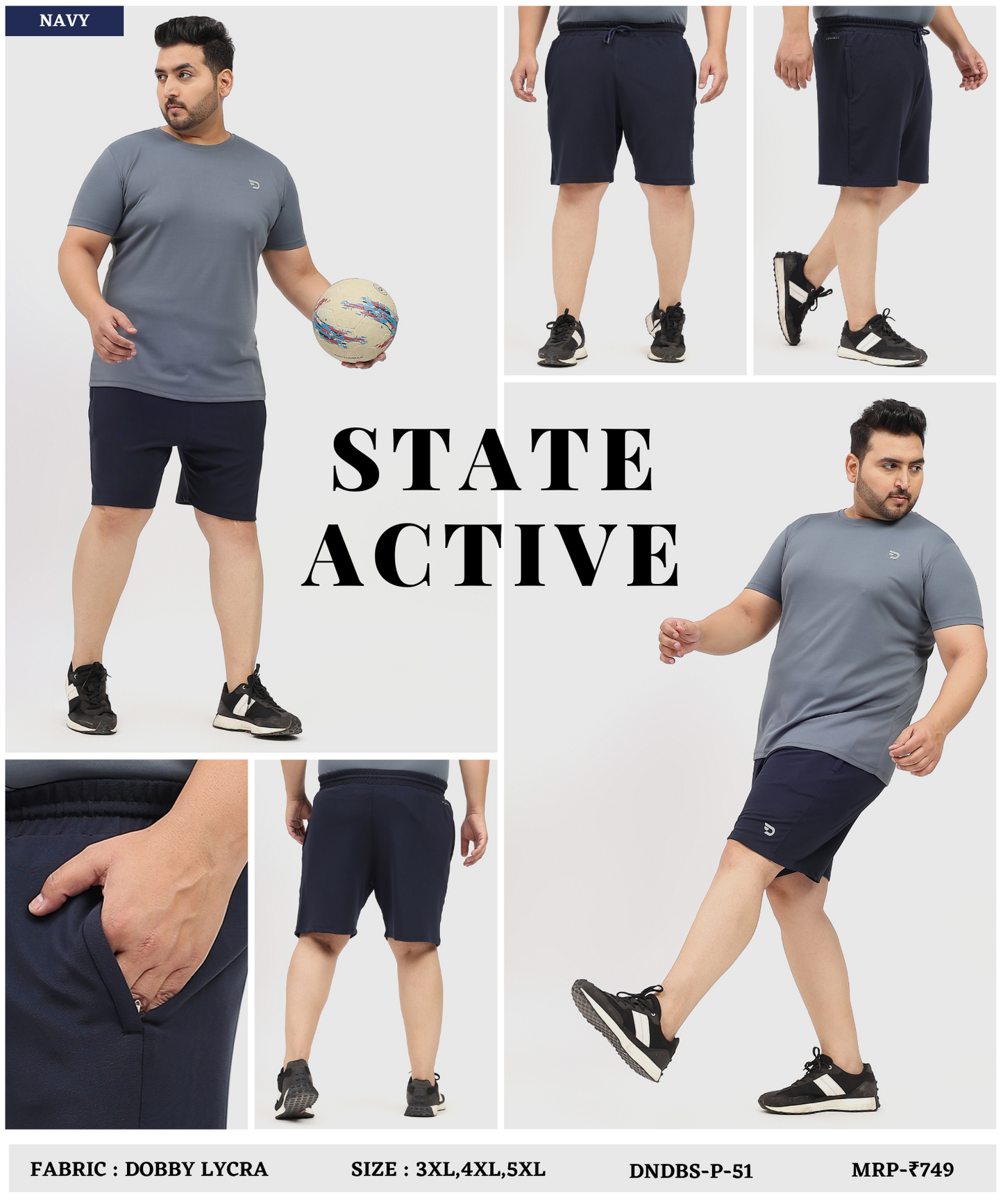 Maxmotion Shorts - Imported Dobby Lycra Plus Size Shorts (GSM 260)
