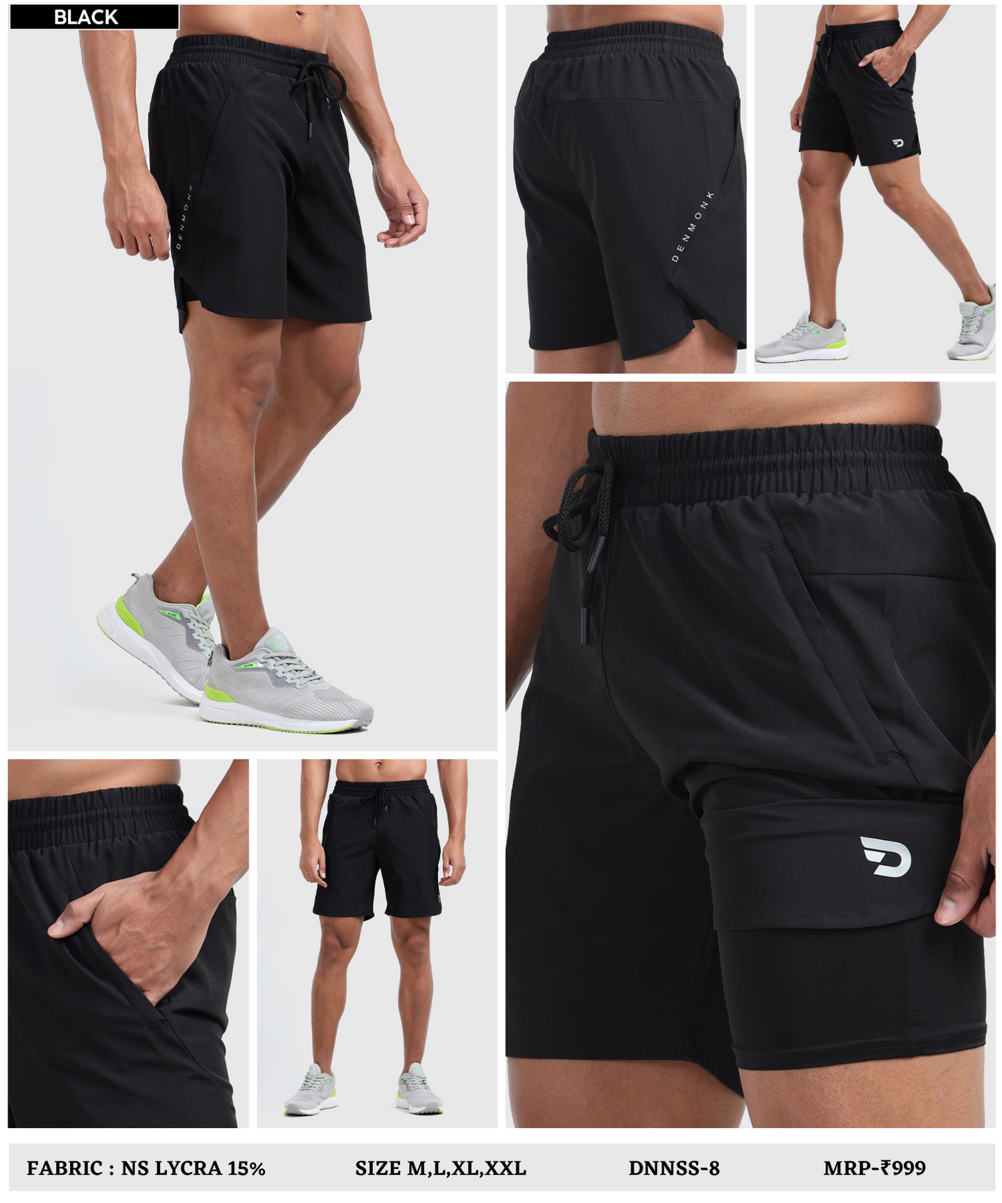 2-in-1 Shorts -Imported Ns Parachute (GSM 130, 15% Lycra)