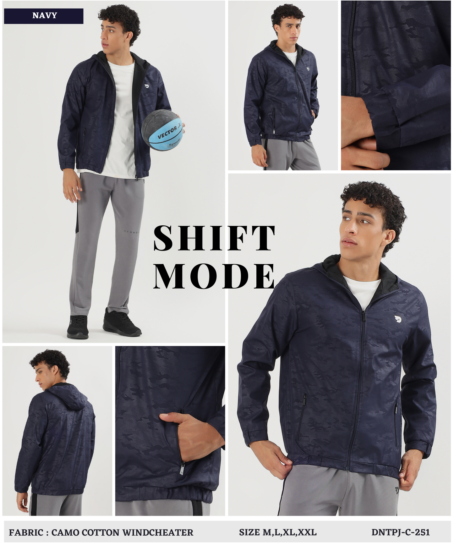 Premium Quality Camo Cotton With Cap Windcheater Jacket (GSM 350)