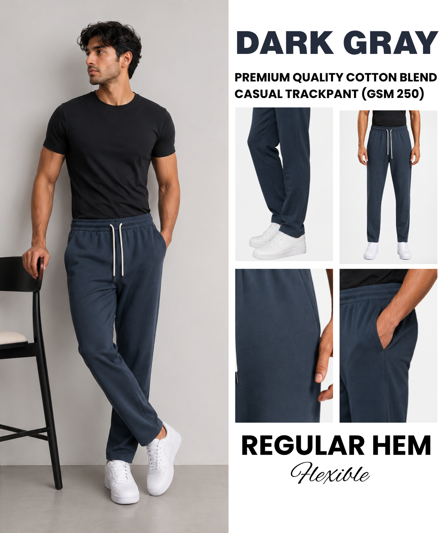 Premium Cotton Blend Casual Track Pants for Men | Comfort Fit TrackPant