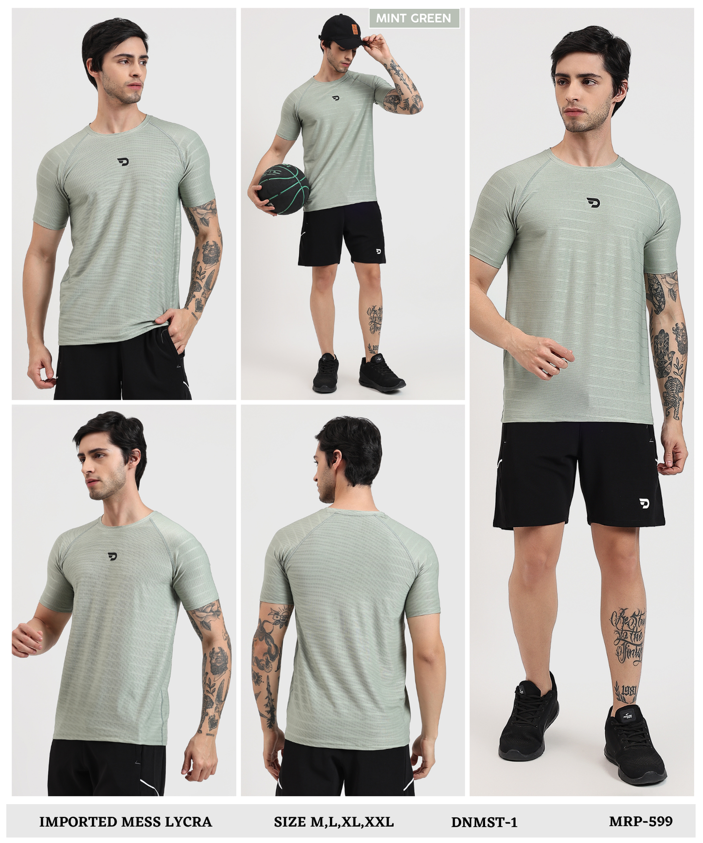 Power T-shirt - Pin Point Mess Lycra (GSM 180)