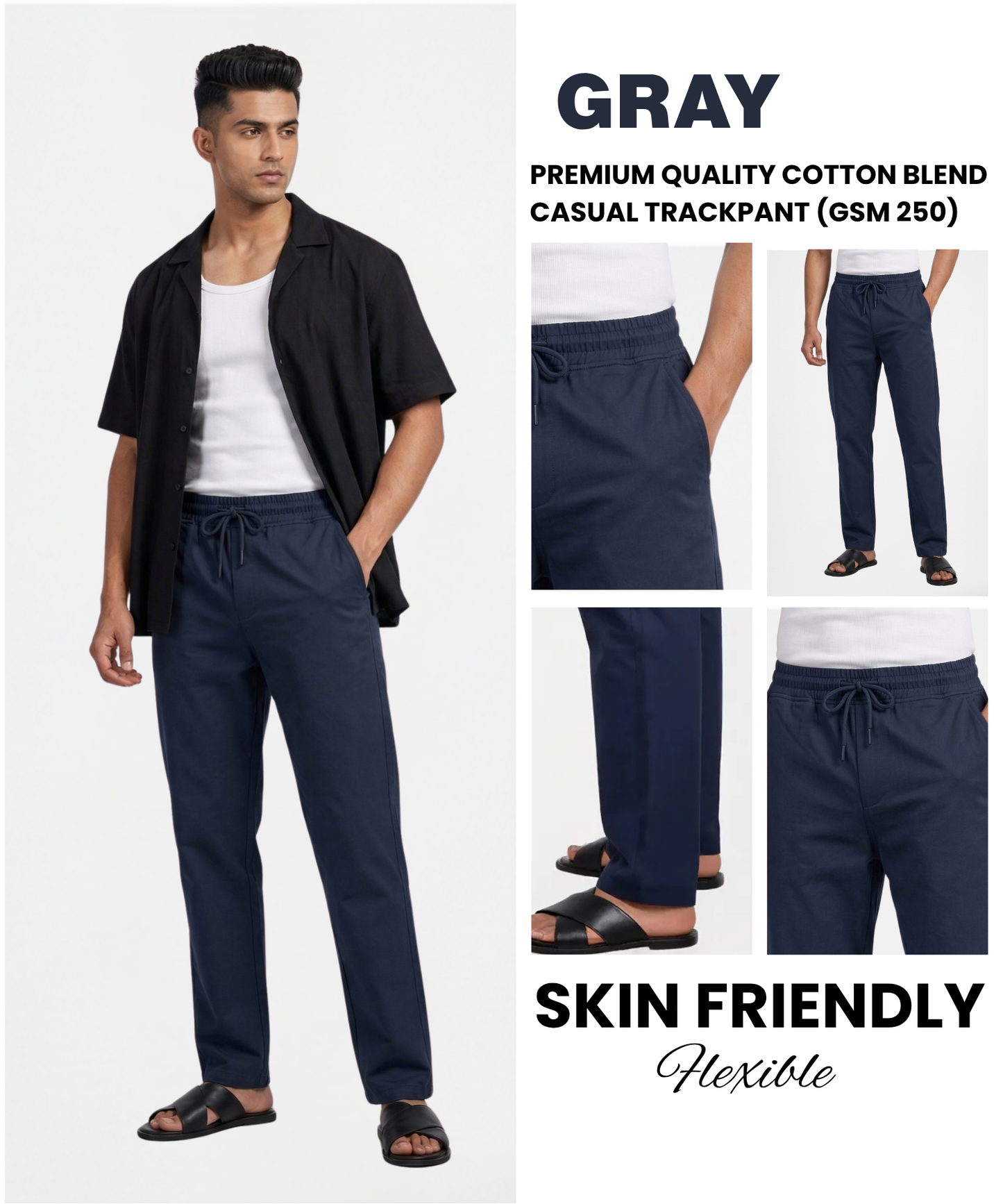 Premium Quality Cotton Blend Casual Trackpant (GSM 250) – Soft & Durable Fabric