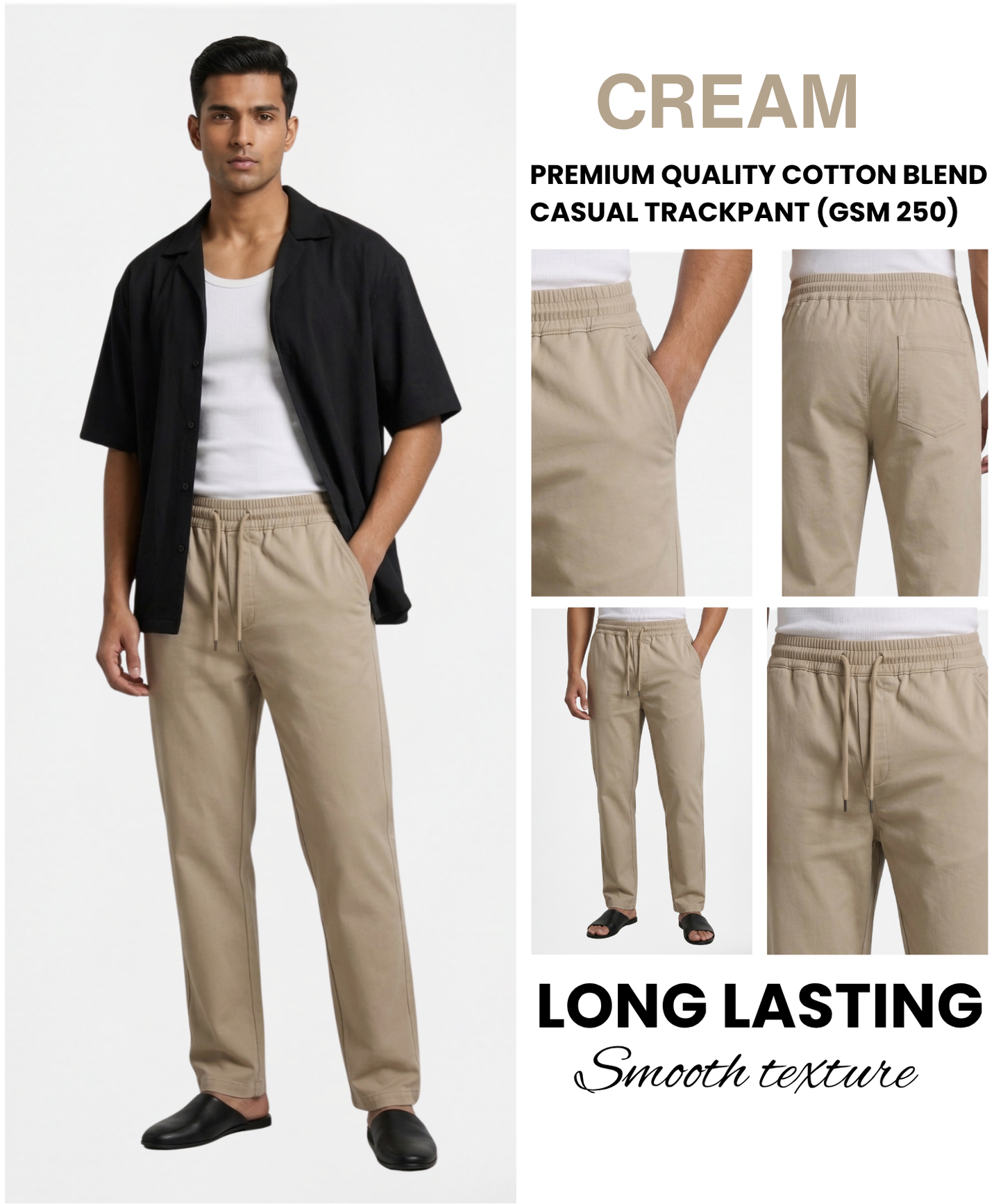 Premium Quality Cotton Blend Casual Trackpant (GSM 250) – Soft & Durable Fabric | Comfort Fit