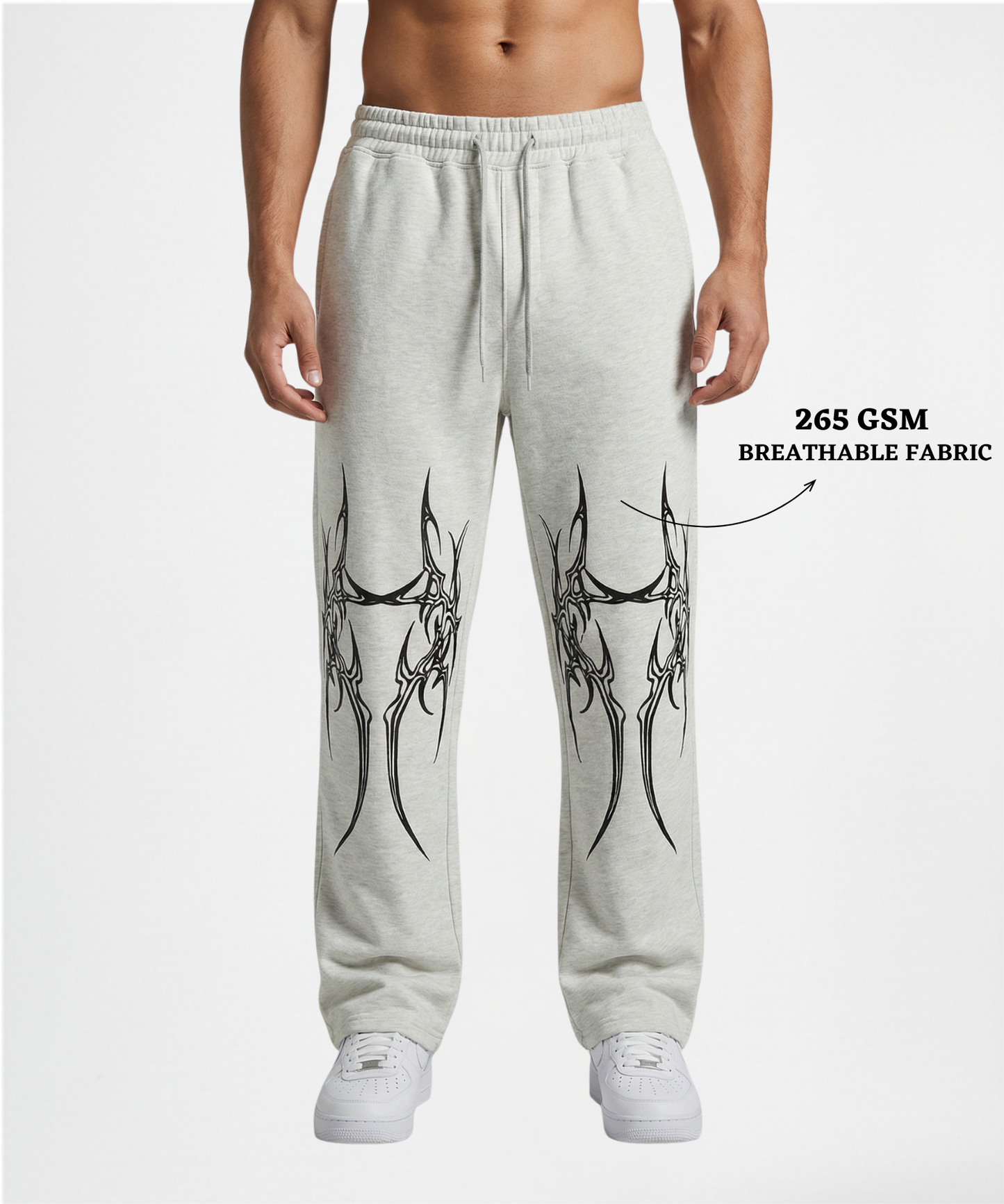 Men’s Premium Cotton Lycra Printed Track Pants (265 GSM) | Baggy Fit