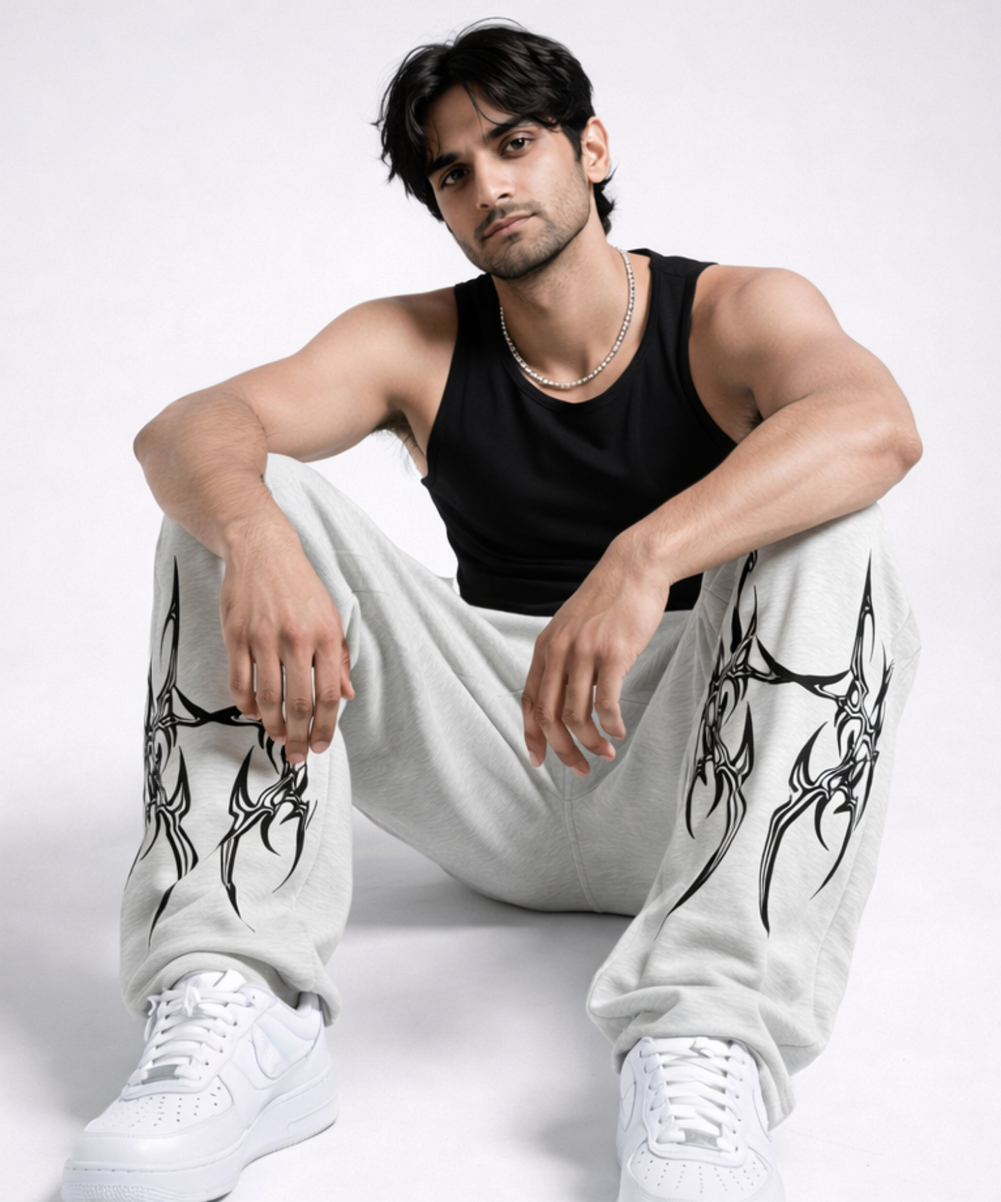Men’s Premium Cotton Lycra Printed Track Pants (265 GSM) | Baggy Fit