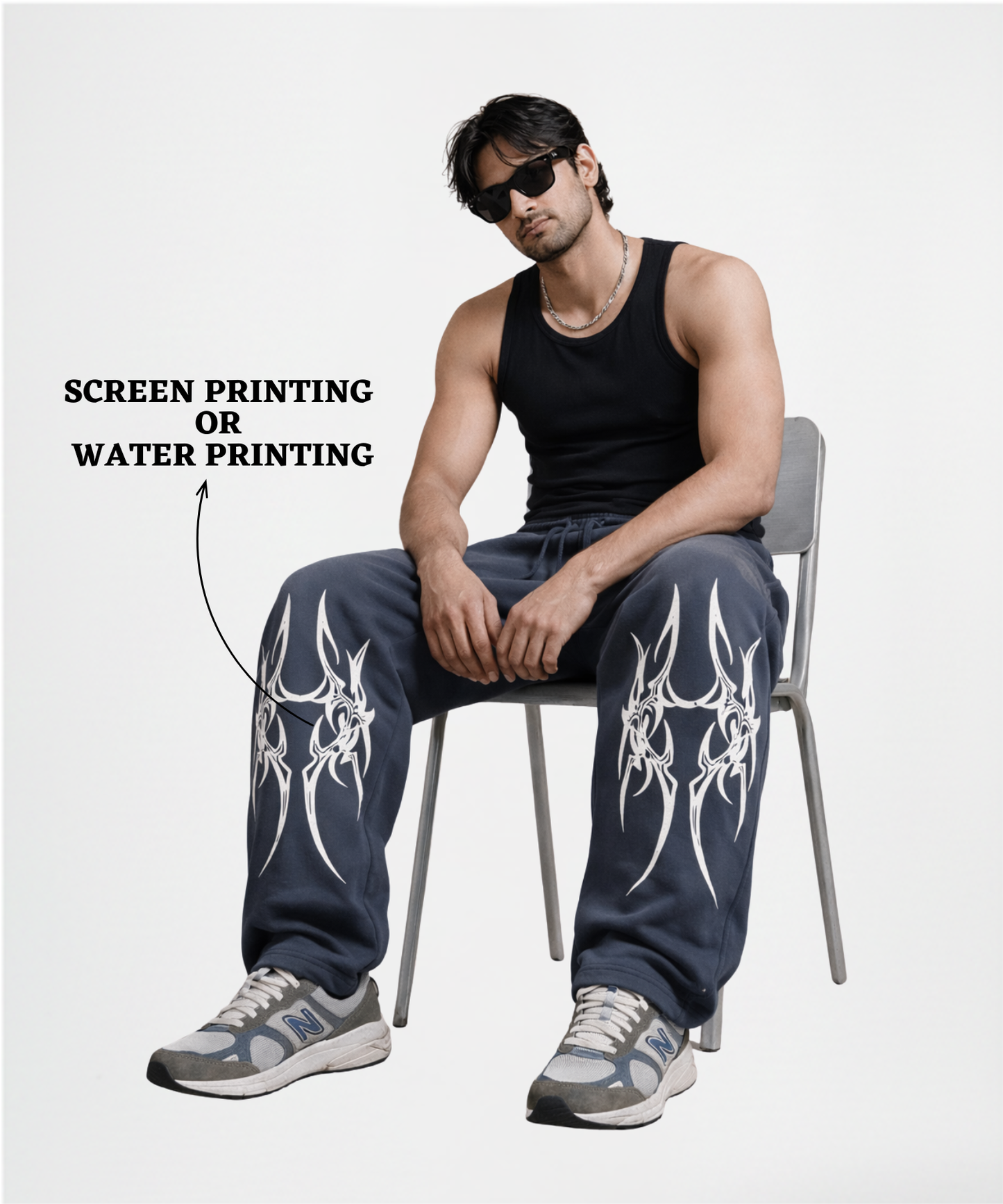 Men’s Premium Cotton Lycra Printed Track Pants (265 GSM) | Baggy Fit
