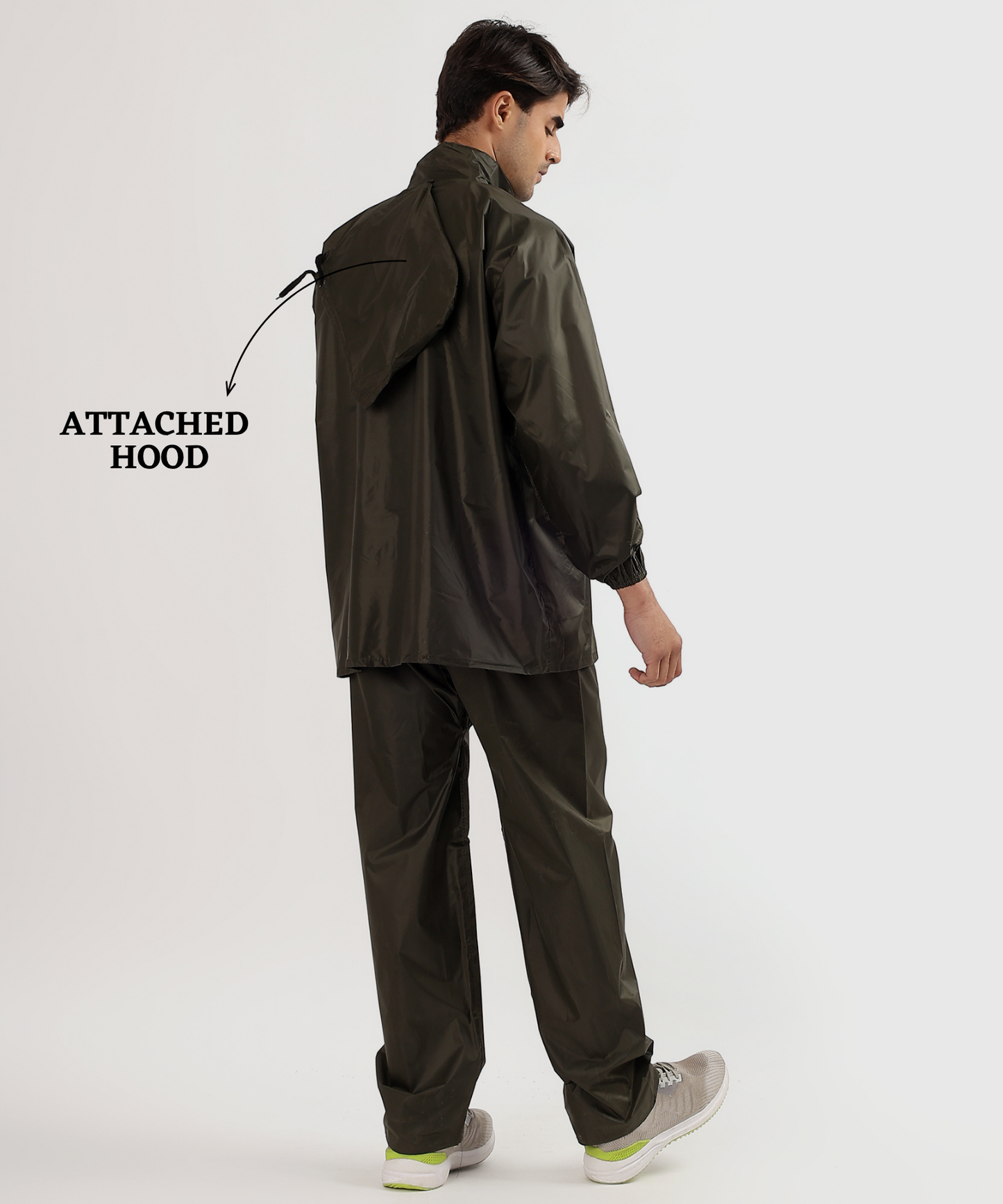 Men's Semi-Rubber Full Body Waterproof Rain Suit with Ribbed Cuffs | Free Size