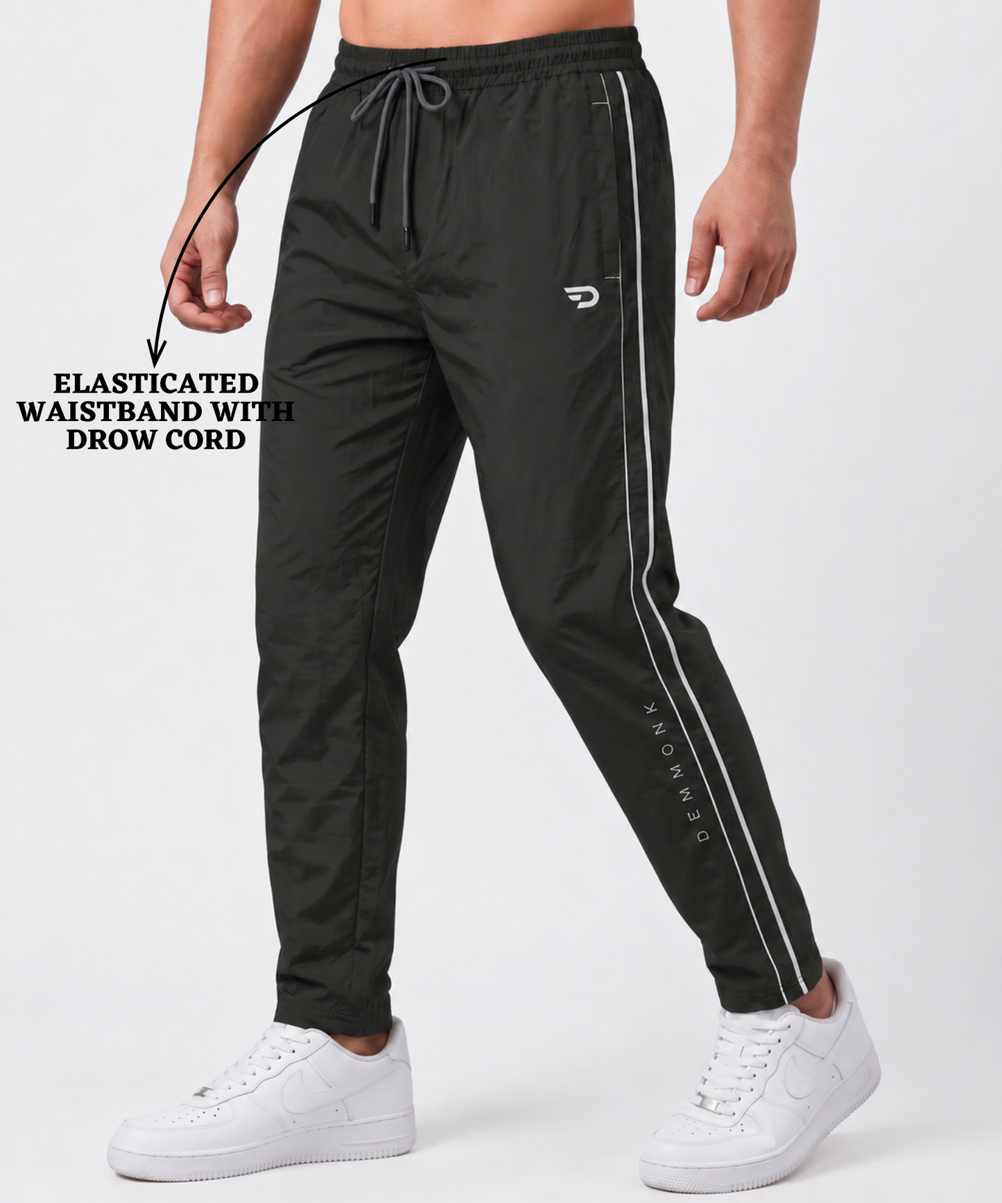 Men’s Imported Nylon Crush Lycra Track Pant with Stylish Double Side Piping