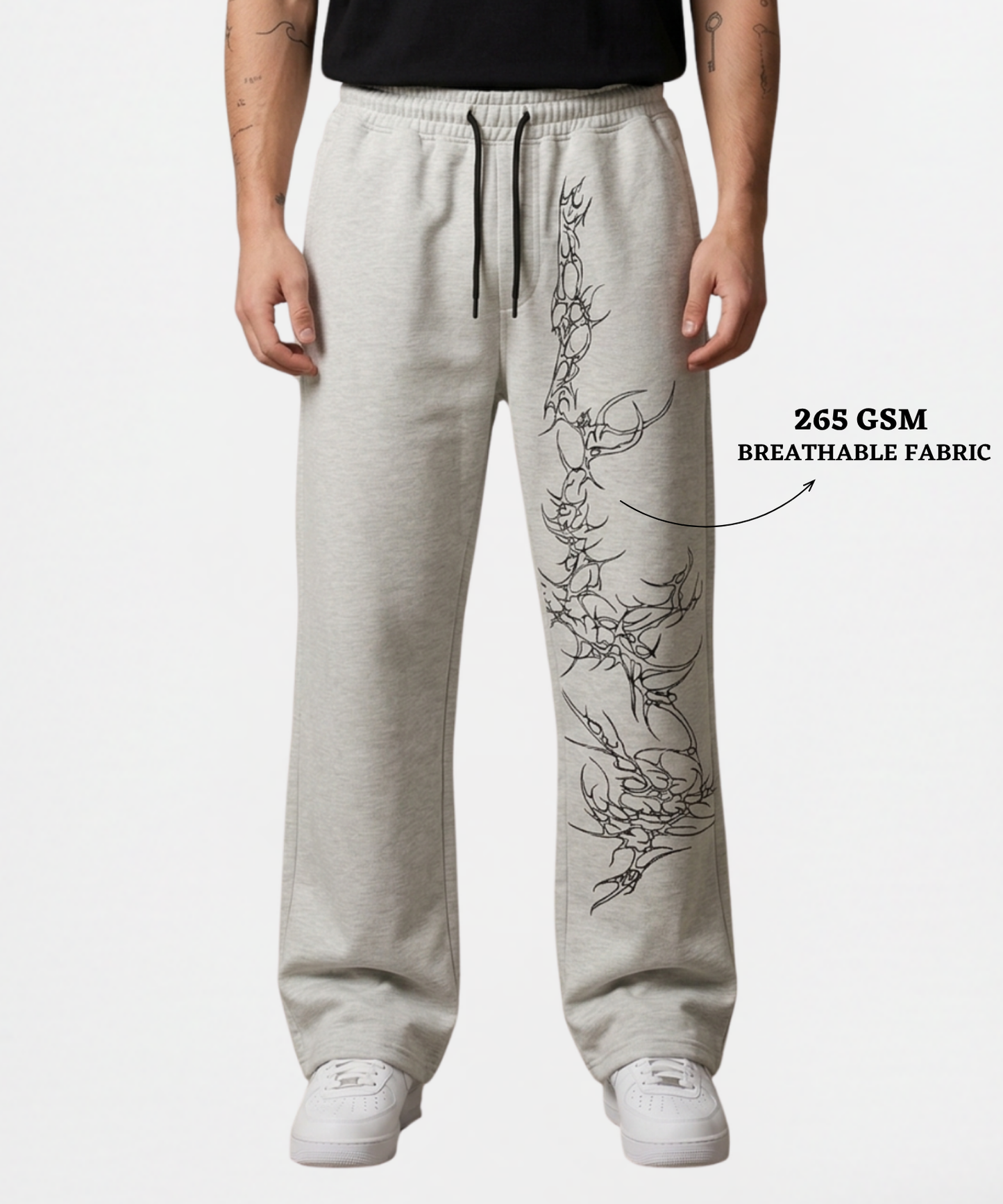 Men’s Premium Cotton Lycra Printed Track Pants (265 GSM) | Baggy Fit