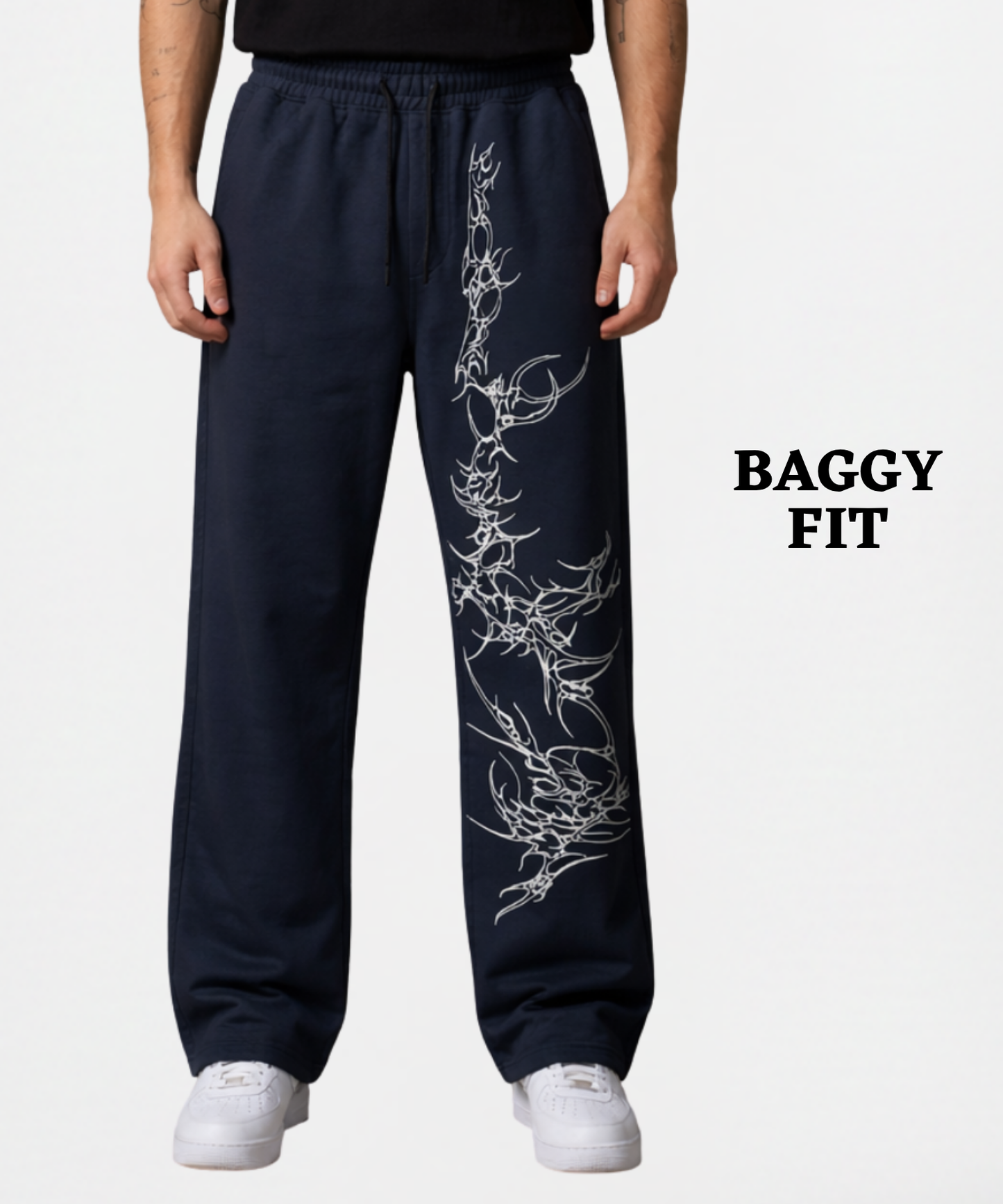 Men’s Premium Cotton Lycra Printed Track Pants (265 GSM) | Baggy Fit