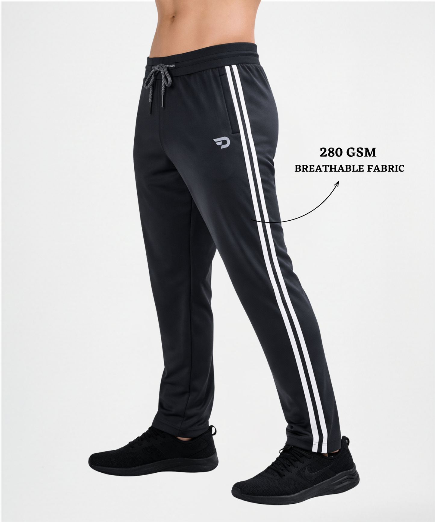 Imported Taiwan Lycra Track Pants | 2 Side Stripe (2 Pati) | 280 GSM