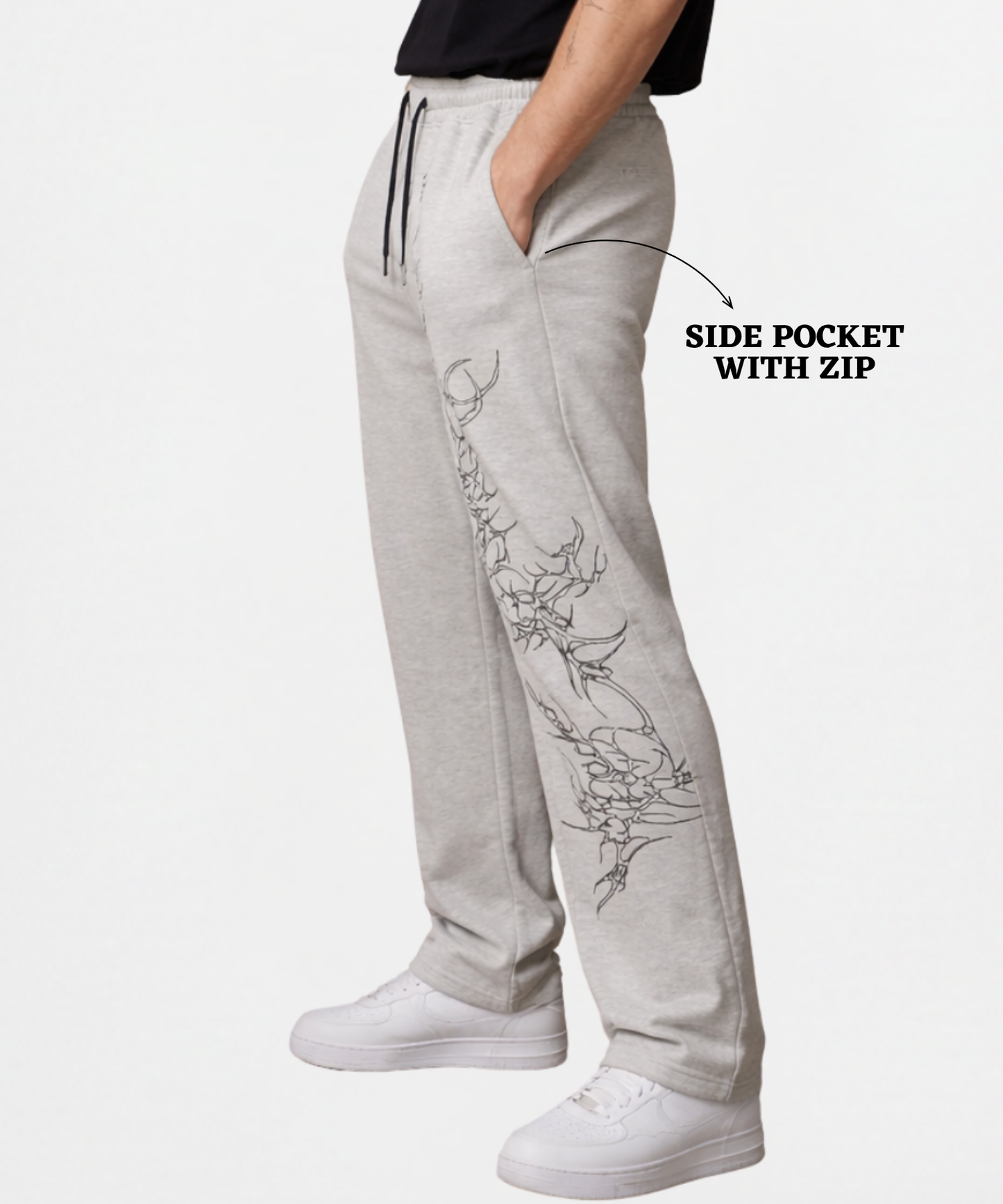 Men’s Premium Cotton Lycra Printed Track Pants (265 GSM) | Baggy Fit