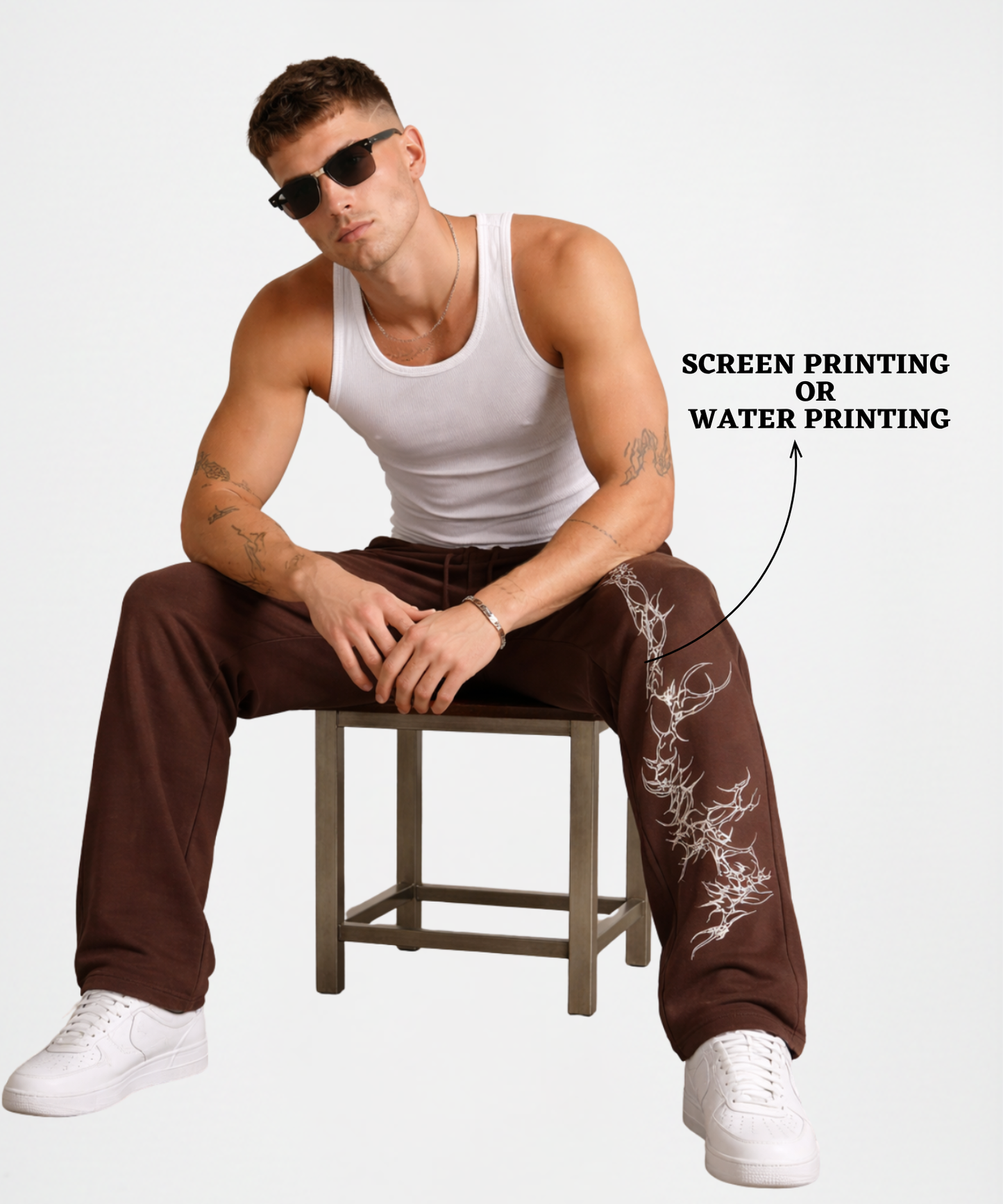 Men’s Premium Cotton Lycra Printed Track Pants (265 GSM) | Baggy Fit