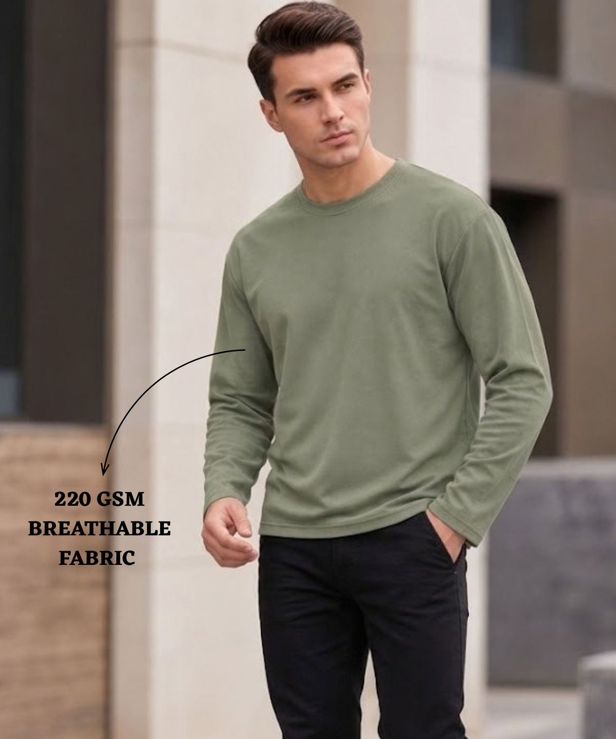 Men’s Premium  Corduroy Cotton Feel Full Sleeve T-Shirt | 220 GSM | Oversized Boxy Fit
