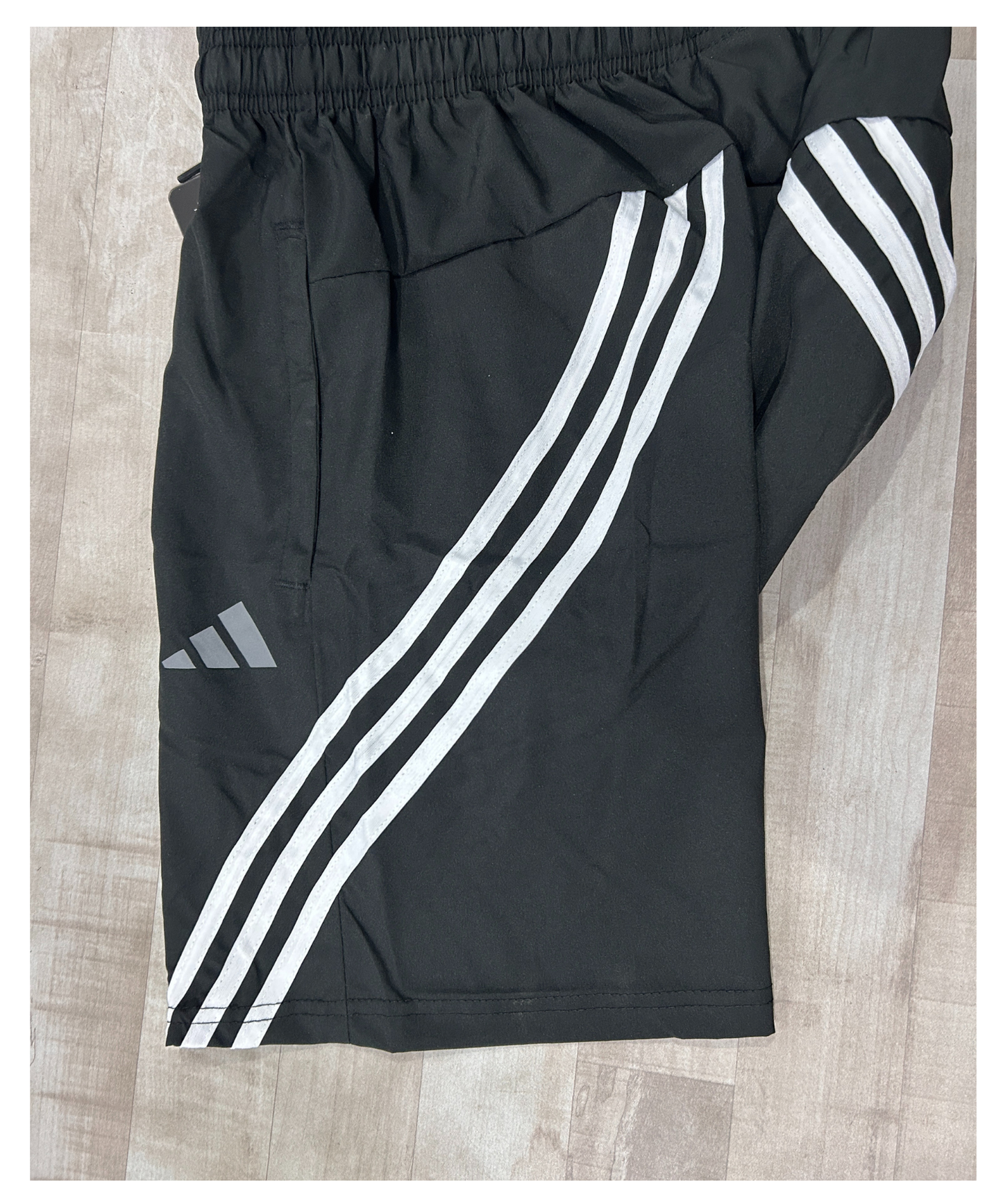 Imported Ns Parachute Lycra Shorts (15% Lycra 130 GSM) | Diagonal Triple Stripe