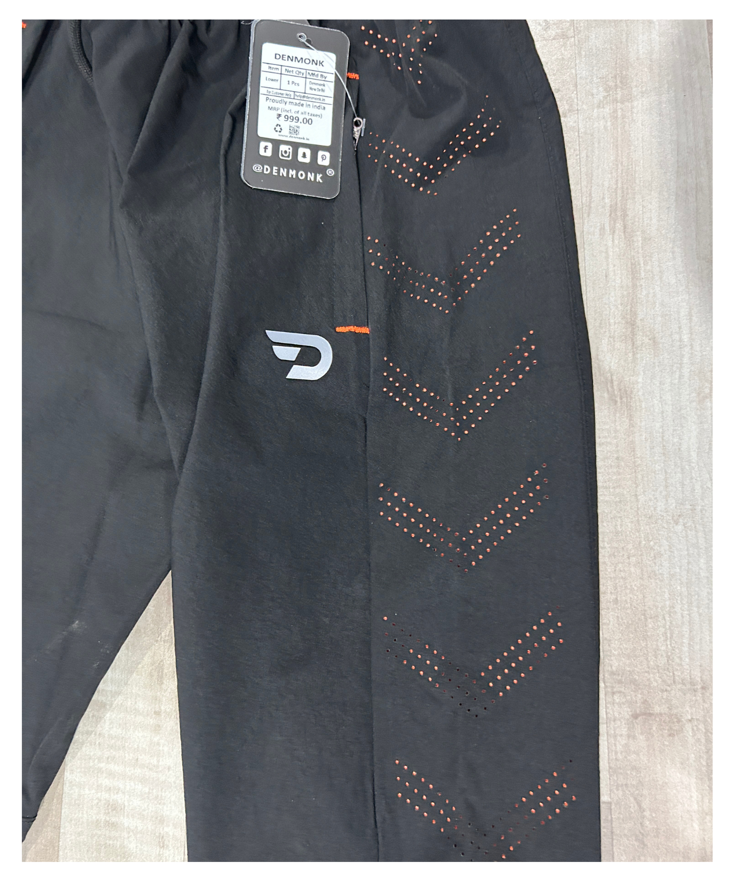 Imported Nylon Crush Lycra Trackpant – 180 GSM  Stylish Laser Cut Patch Design
