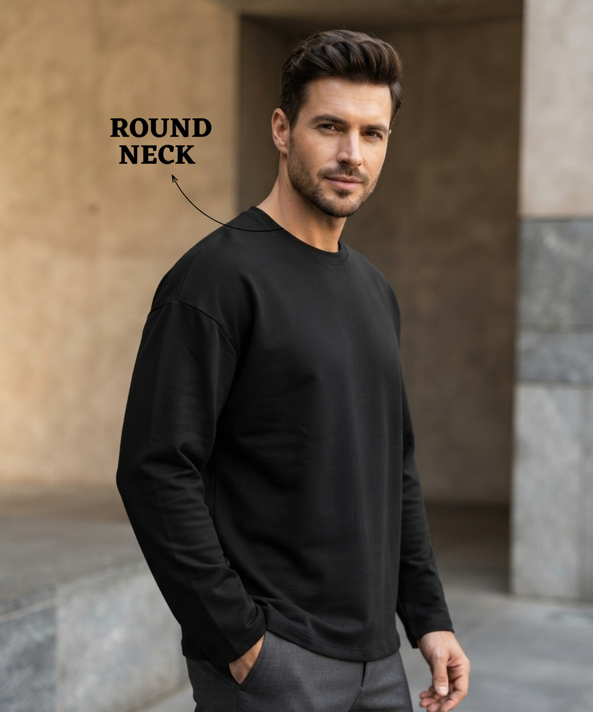 Denmonk Men’s Imported Cotton Feel Terry Full Sleeve T-Shirt | 250 GSM | Oversized Boxy Fit