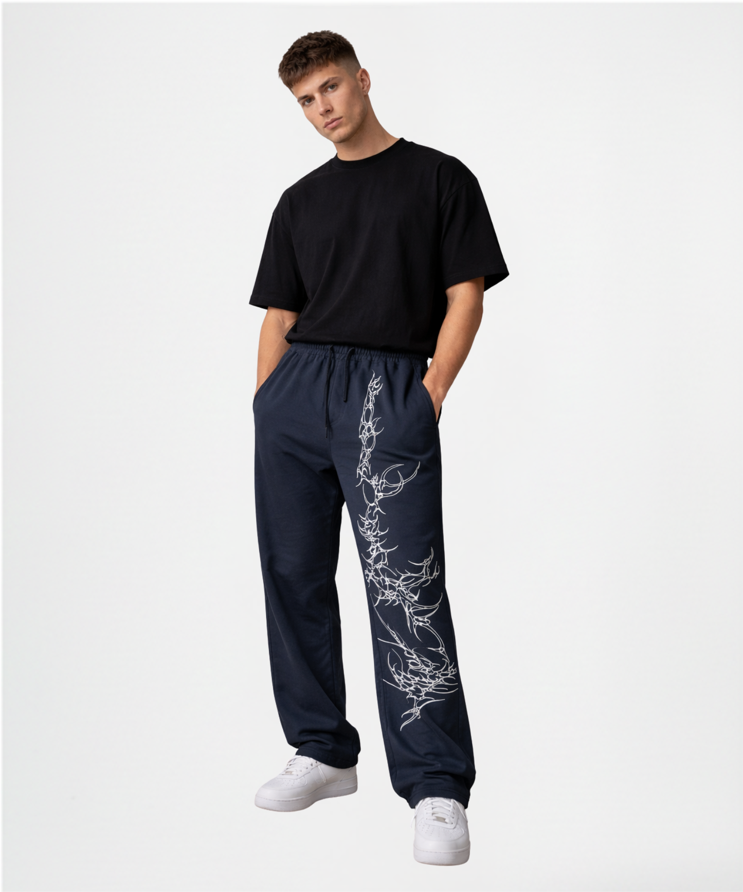Men’s Premium Cotton Lycra Printed Track Pants (265 GSM) | Baggy Fit