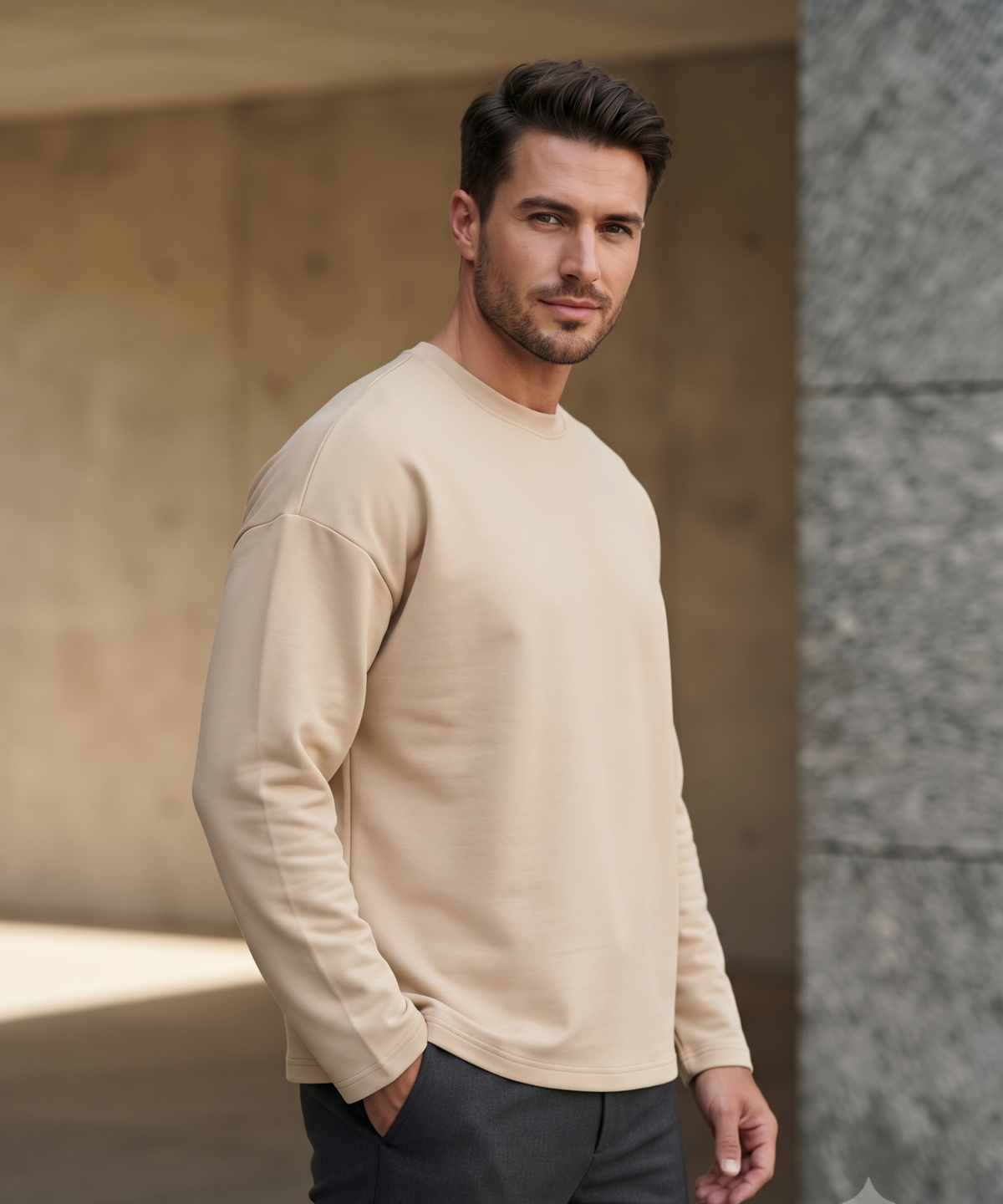 Denmonk Men’s Imported Cotton Feel Terry Full Sleeve T-Shirt | 250 GSM | Oversized Boxy Fit