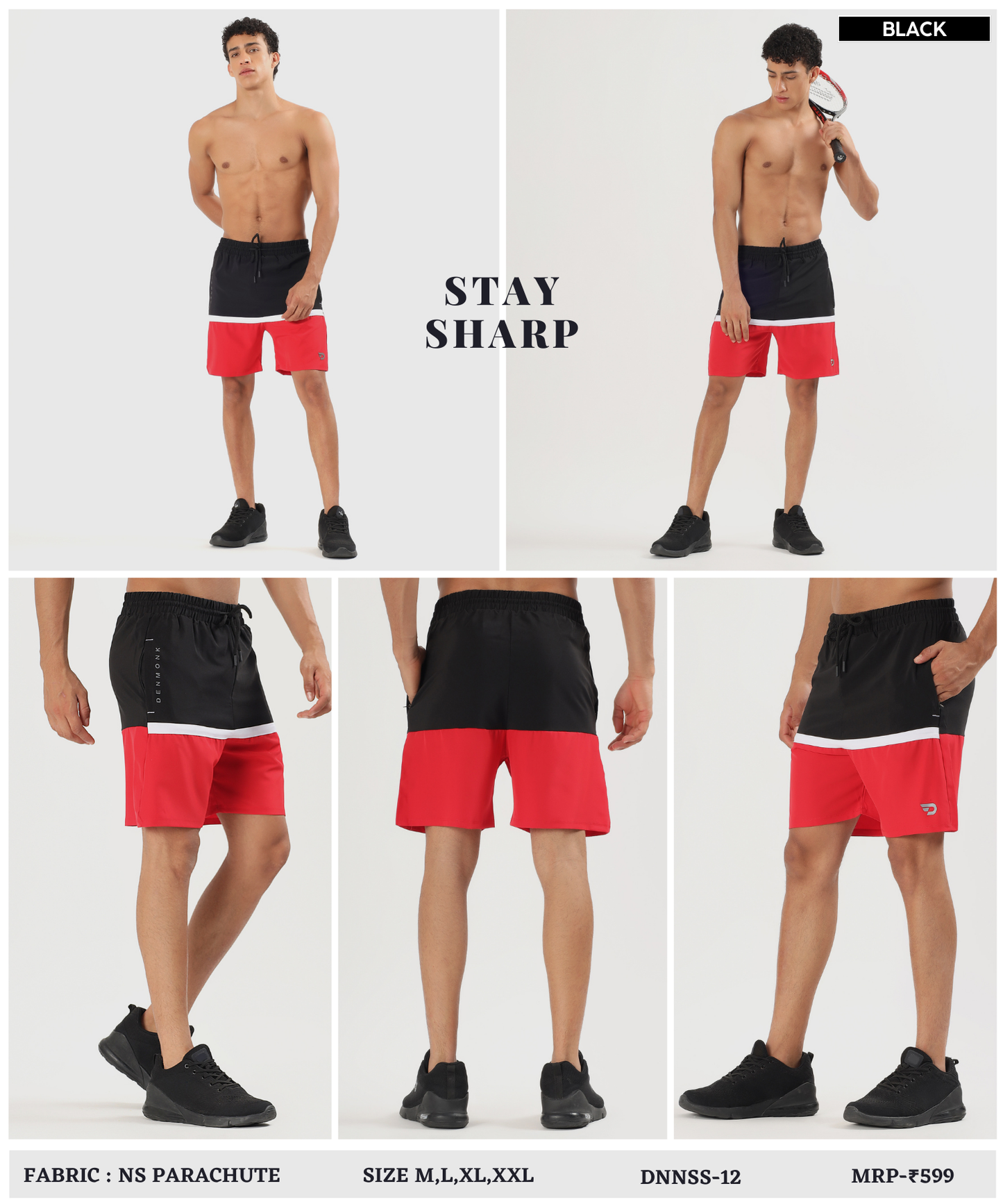 Block shorts - Imported Ns Parachute Lycra (15% Lycra 130 GSM)