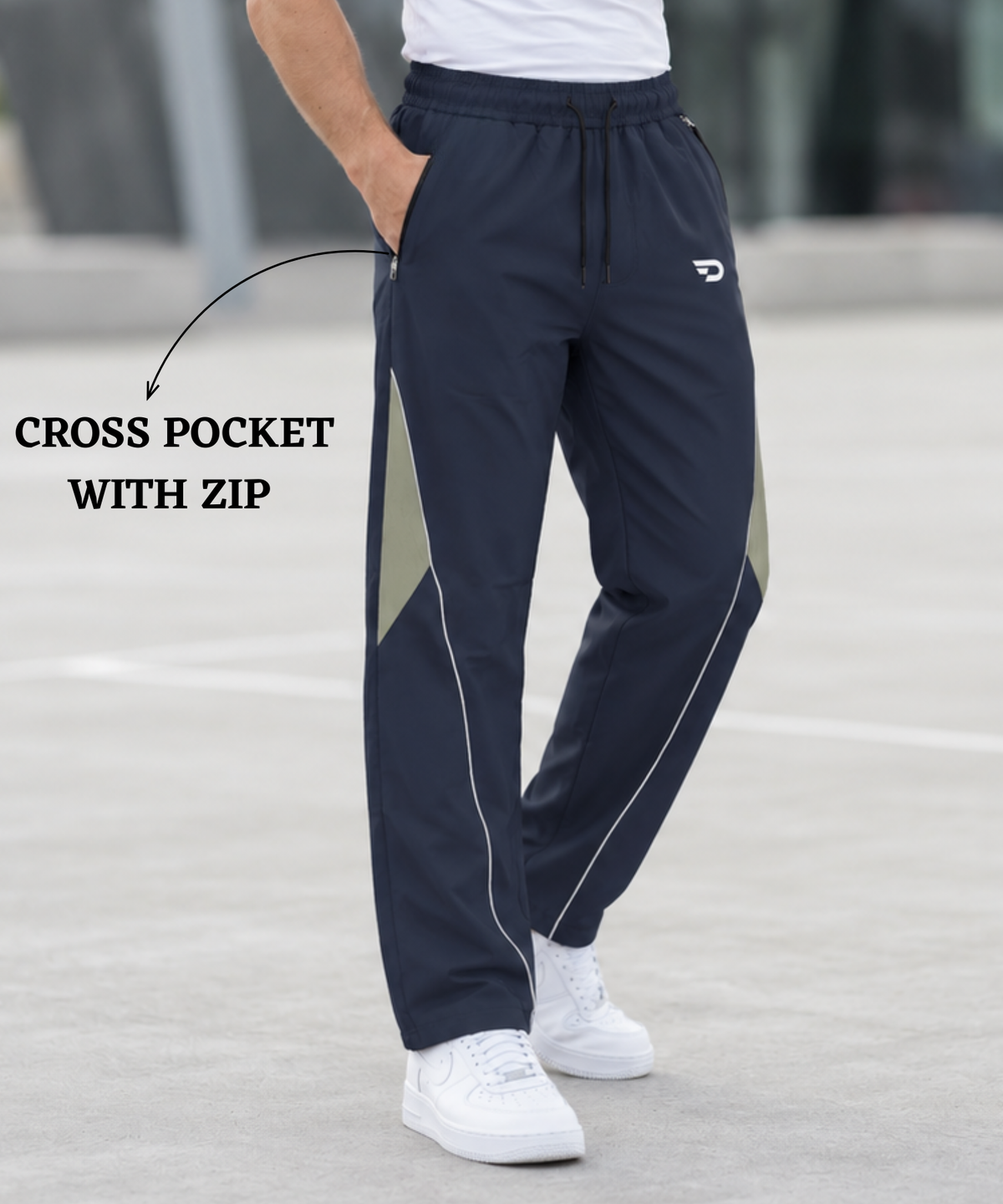 Denmonk Men's Imported NS Terry Pro Track Pant with Side Contrast Panel & Piping | 220 GSM | Baggy Fit
