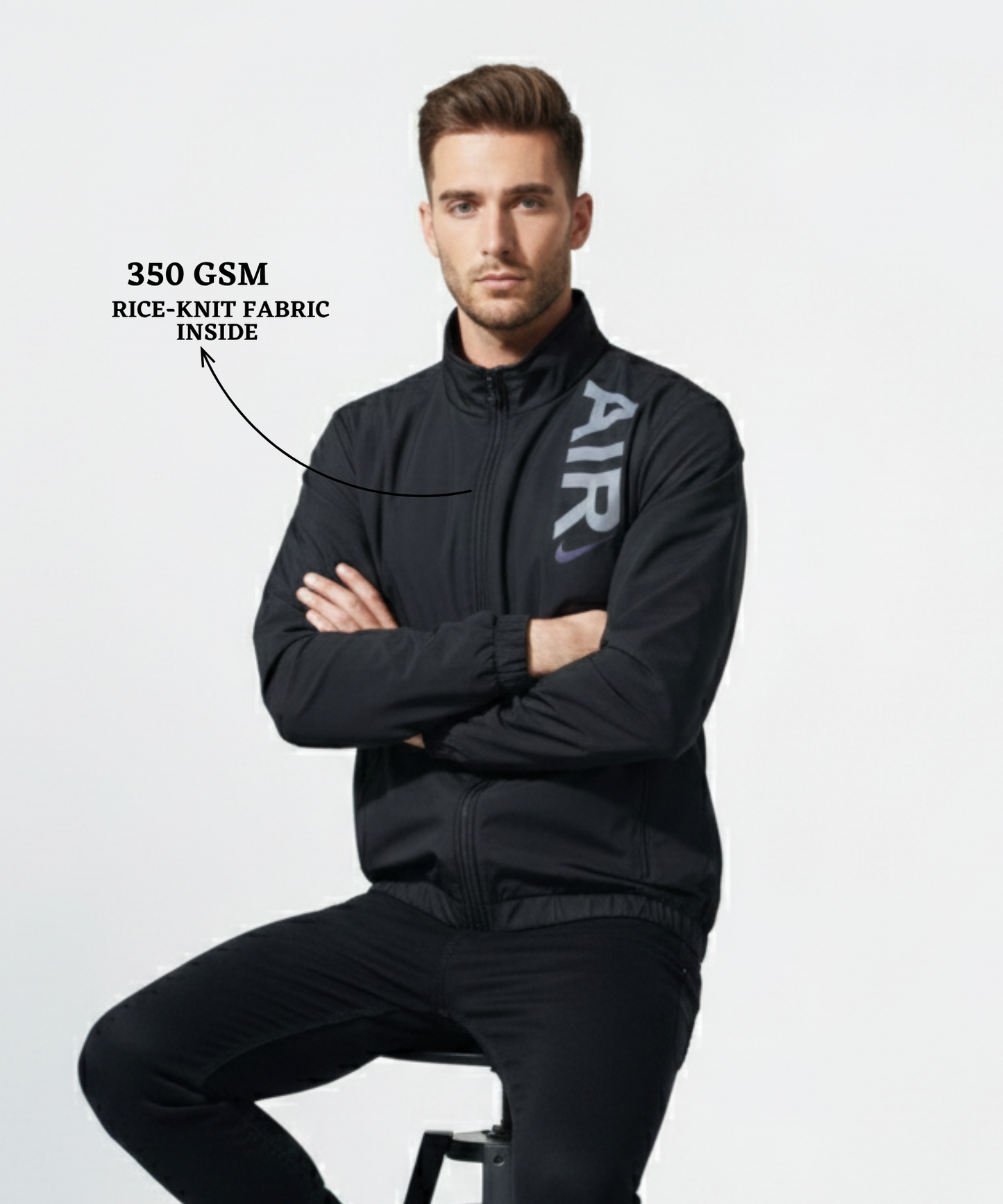 Premium Feather touch Embossed Printed Waterproof Windcheater ( Gsm 350 , Rice-knit fabric inside )