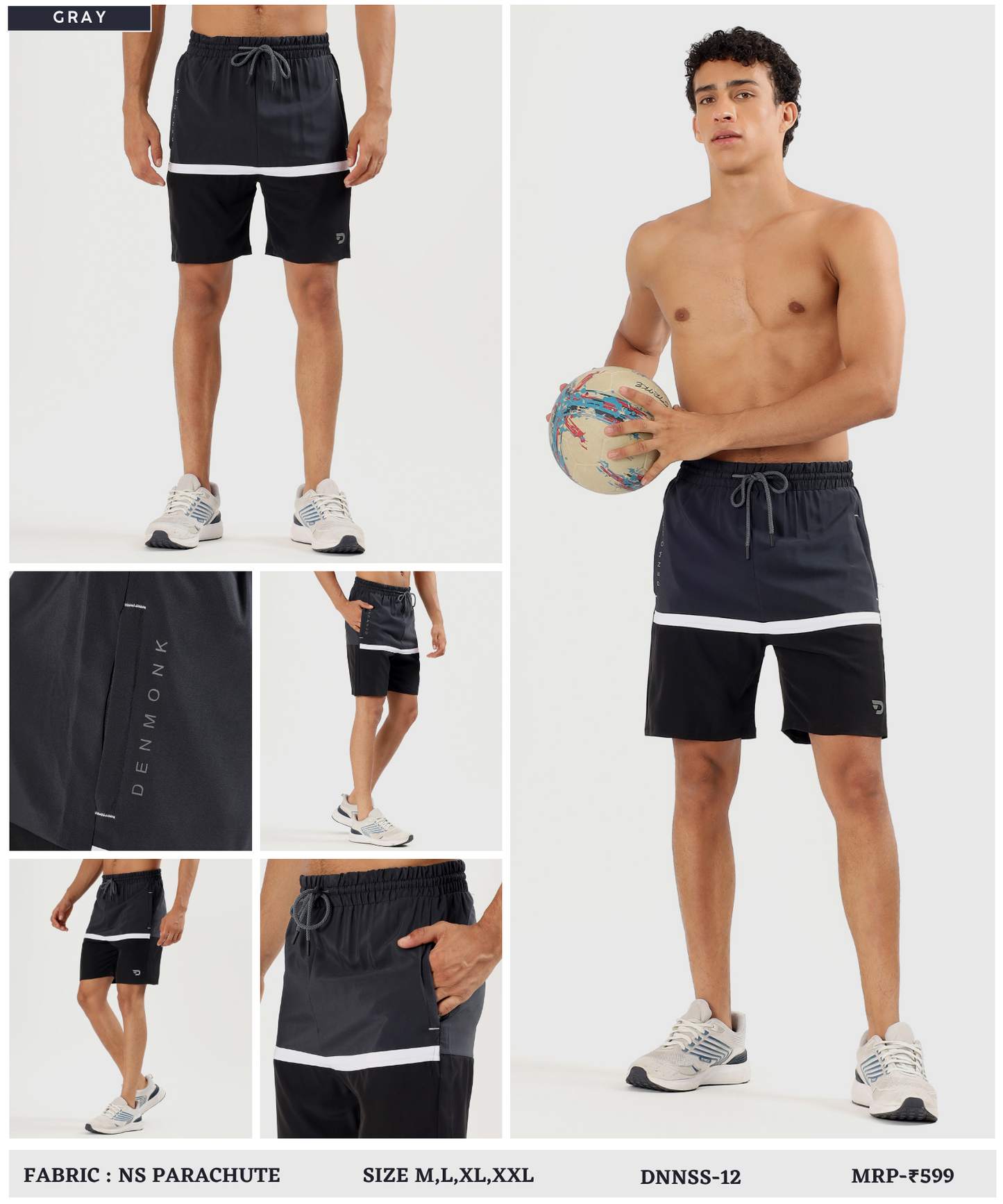 Block shorts - Imported Ns Parachute Lycra (15% Lycra 130 GSM)