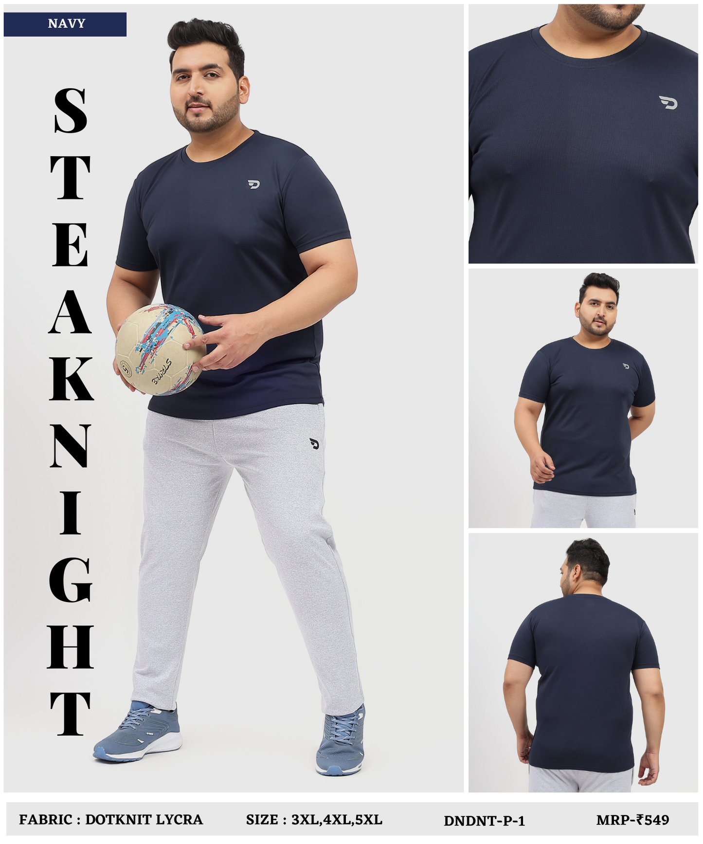 Dotknit Flex Plus Size T-Shirts - Imported Dotnit Lycra (GSM 180)