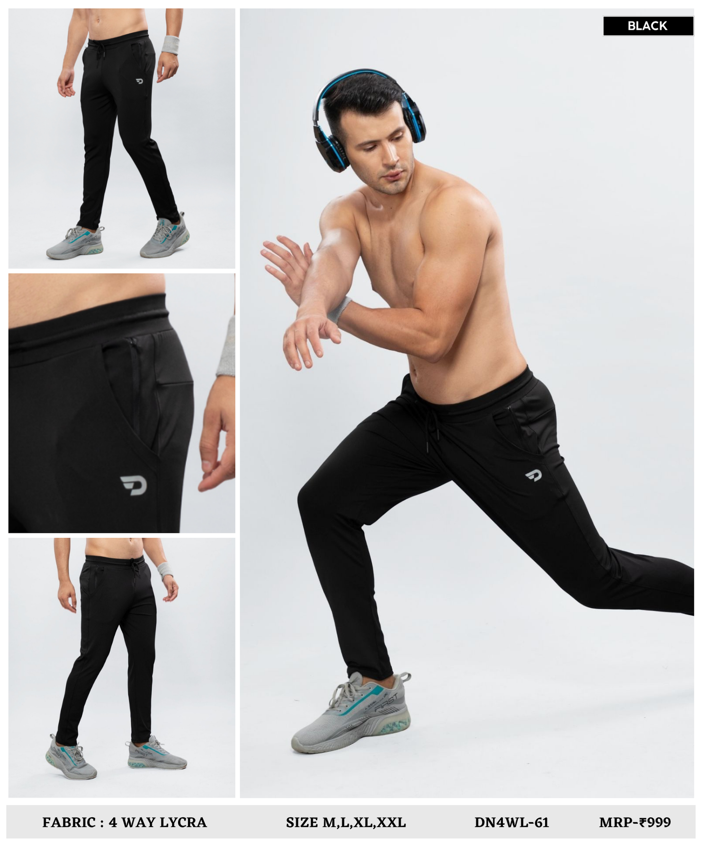 Cross Pocket Utility Trackpant – Imported 4Way Taiwan Lycra ( 280 GSM )