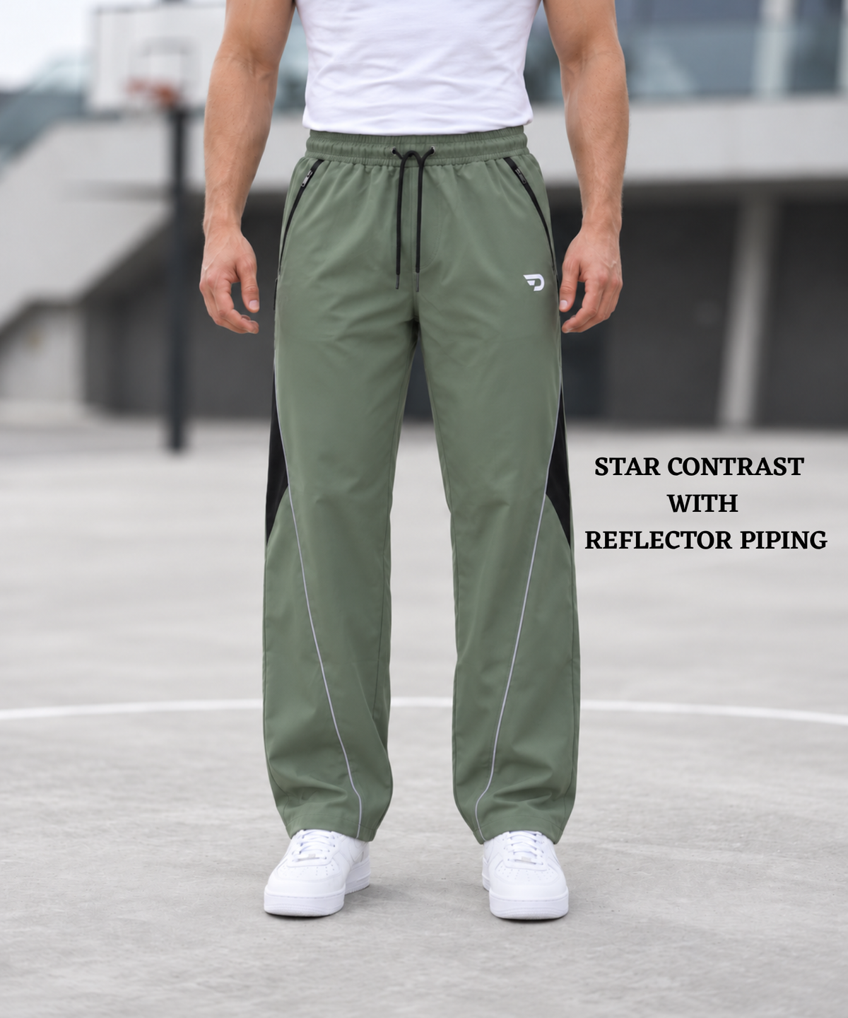 Denmonk Men's Imported NS Terry Pro Track Pant with Side Contrast Panel & Piping | 220 GSM | Baggy Fit