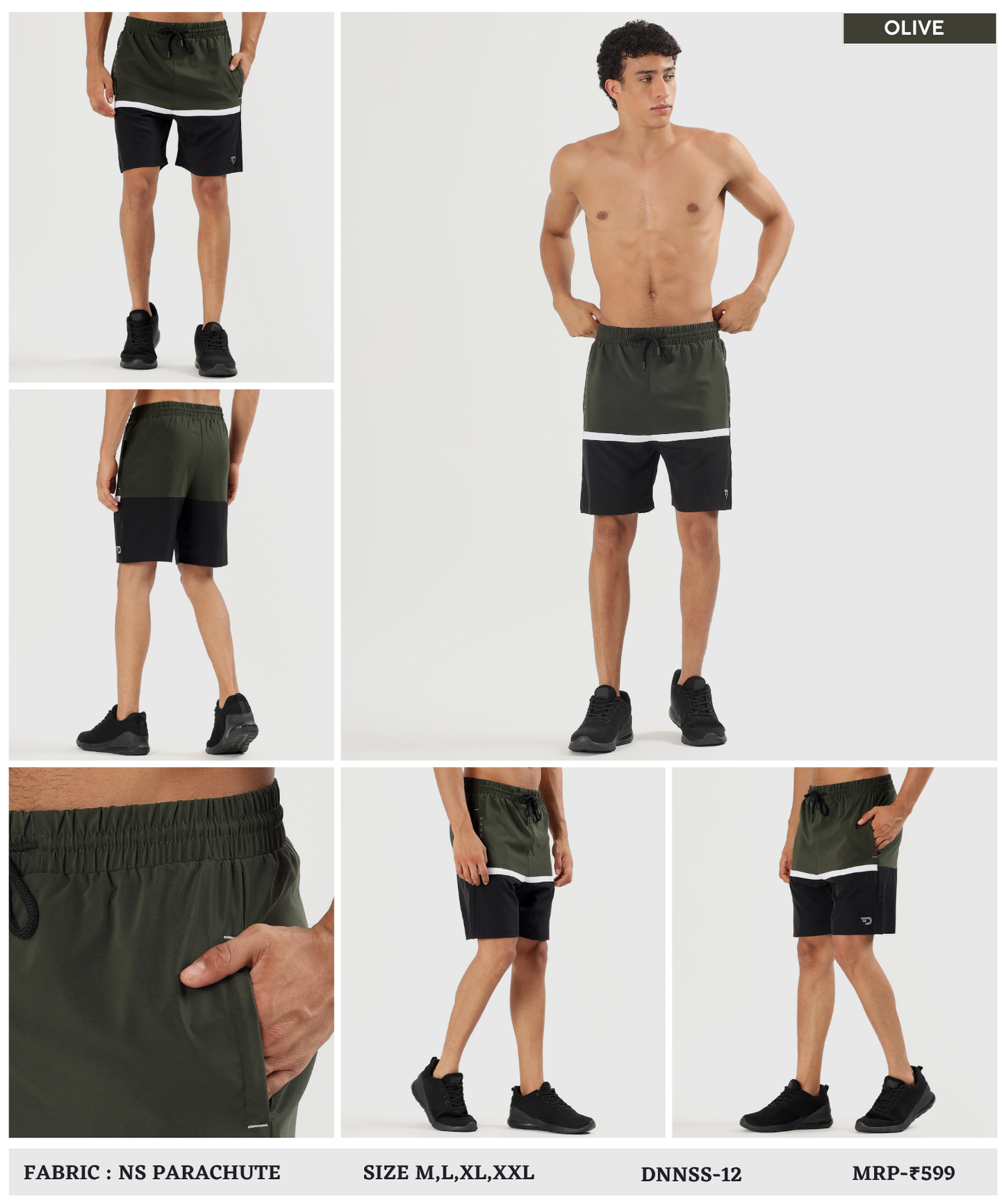 Block shorts - Imported Ns Parachute Lycra (15% Lycra 130 GSM)