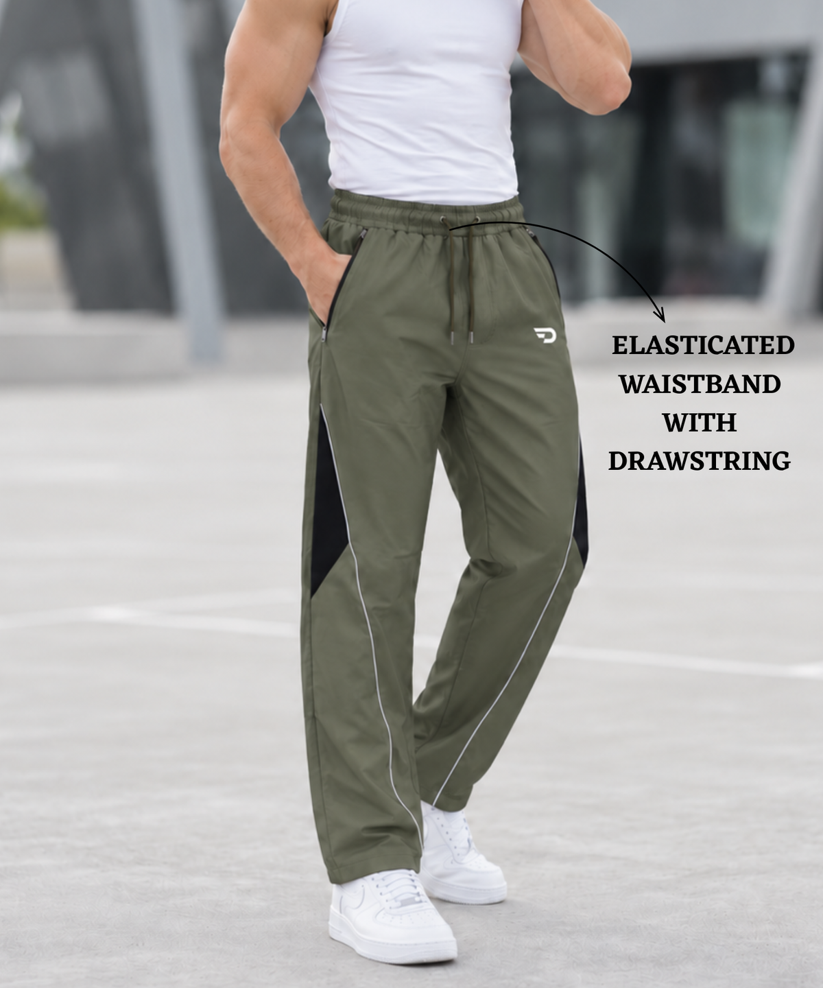 Denmonk Men's Imported NS Terry Pro Track Pant with Side Contrast Panel & Piping | 220 GSM | Baggy Fit
