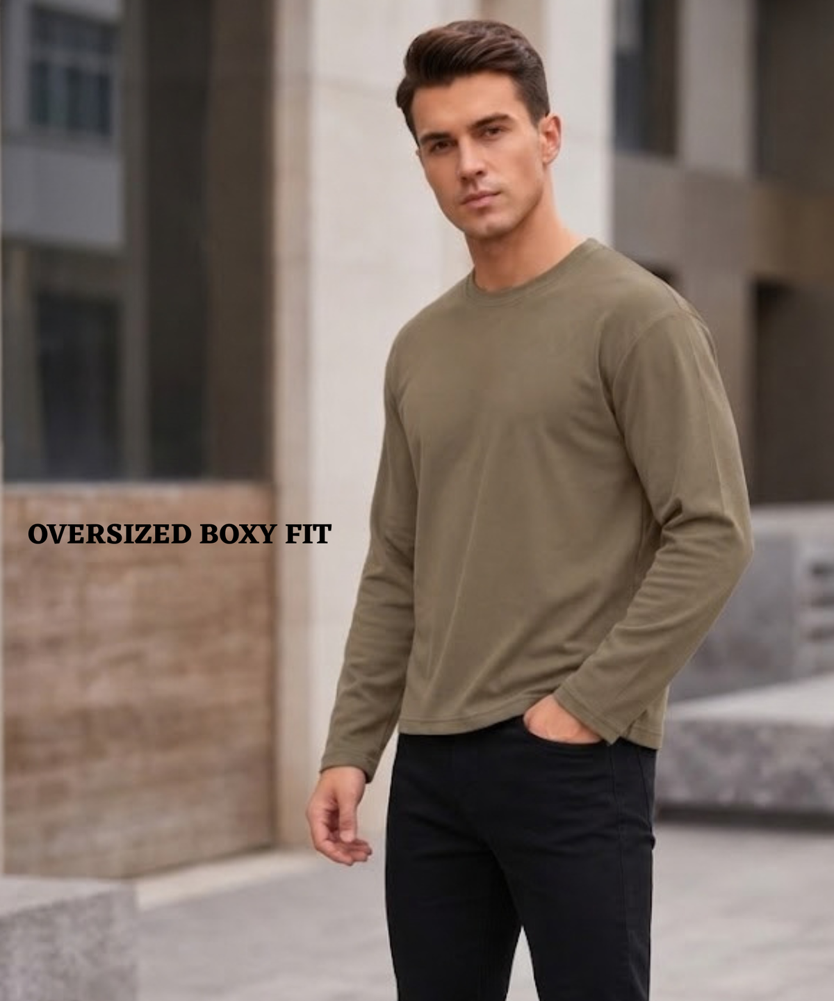 Men’s Premium  Corduroy Cotton Feel Full Sleeve T-Shirt | 220 GSM | Oversized Boxy Fit