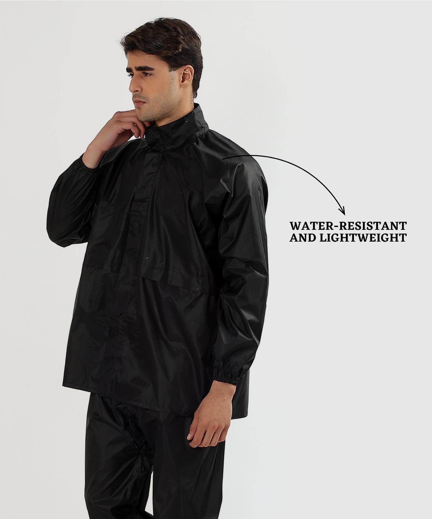 Men's Semi-Rubber Full Body Waterproof Rain Suit with Ribbed Cuffs | Free Size