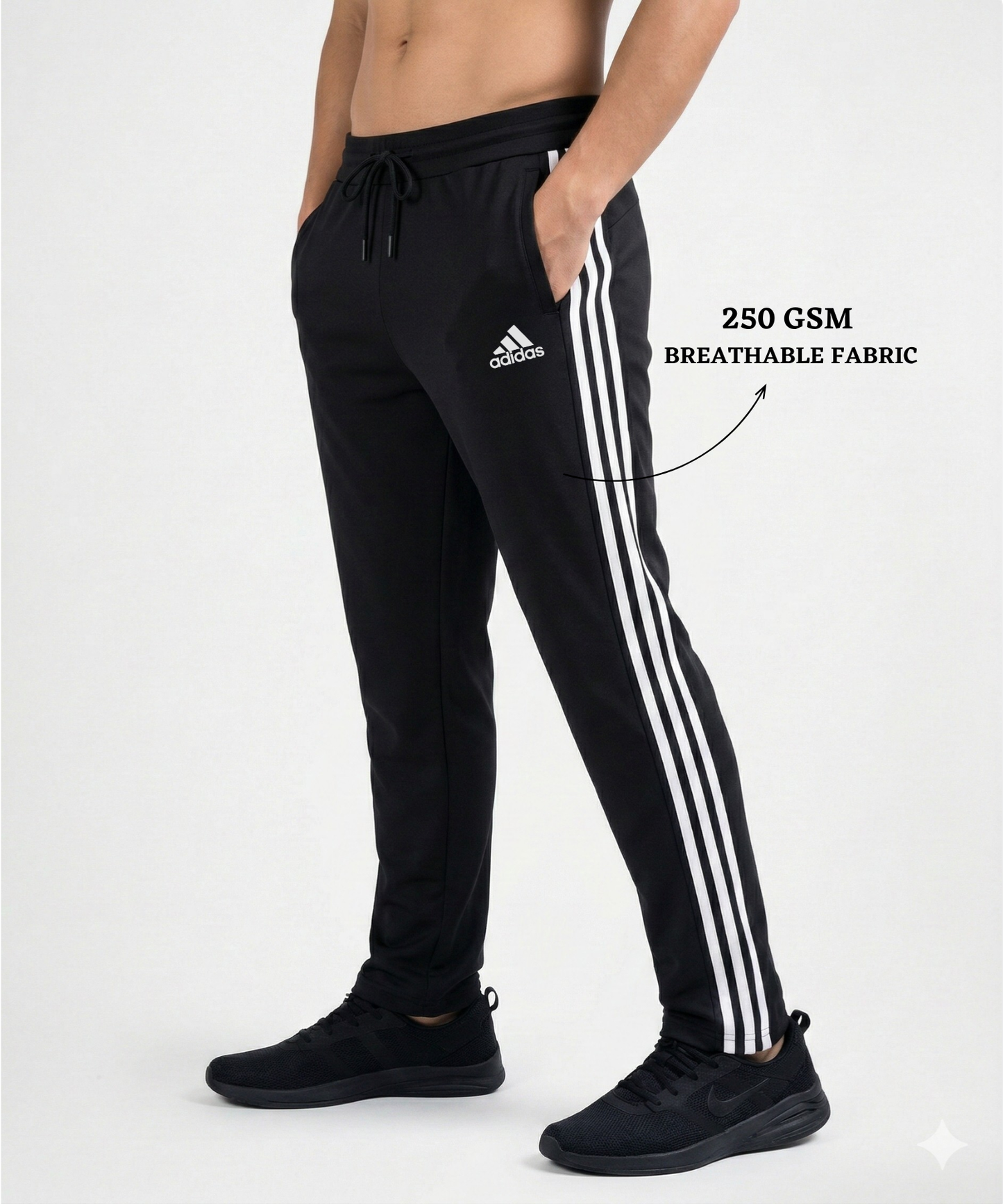 Imported 4way Taiwan Lycra Lower (GSM 250) | White Stripe Design