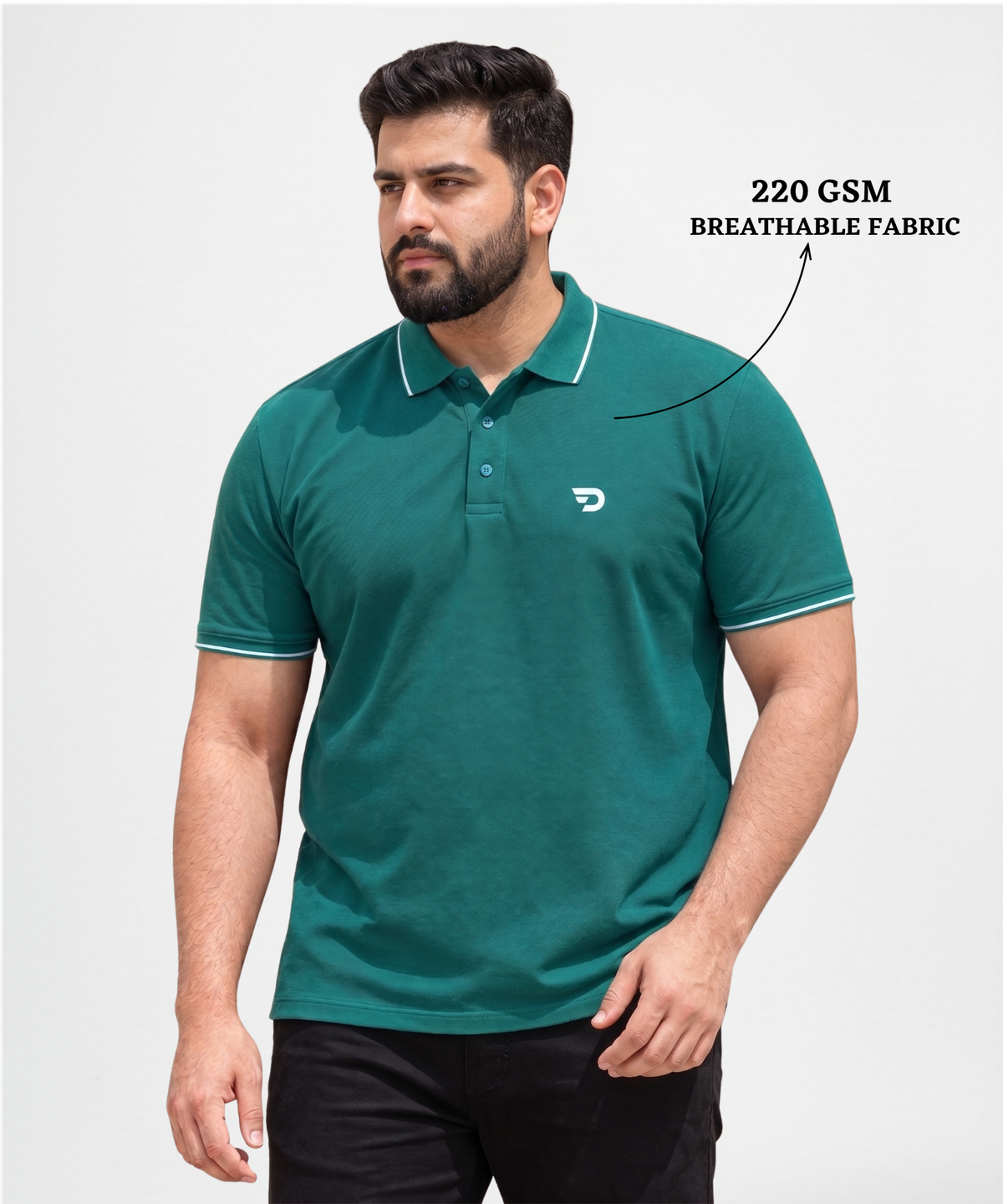 Denmonk Men's Imported Cotton Feel Matty Lycra Plus Size Polo T-Shirt | 220 GSM | Half Sleeve | Regular Fit
