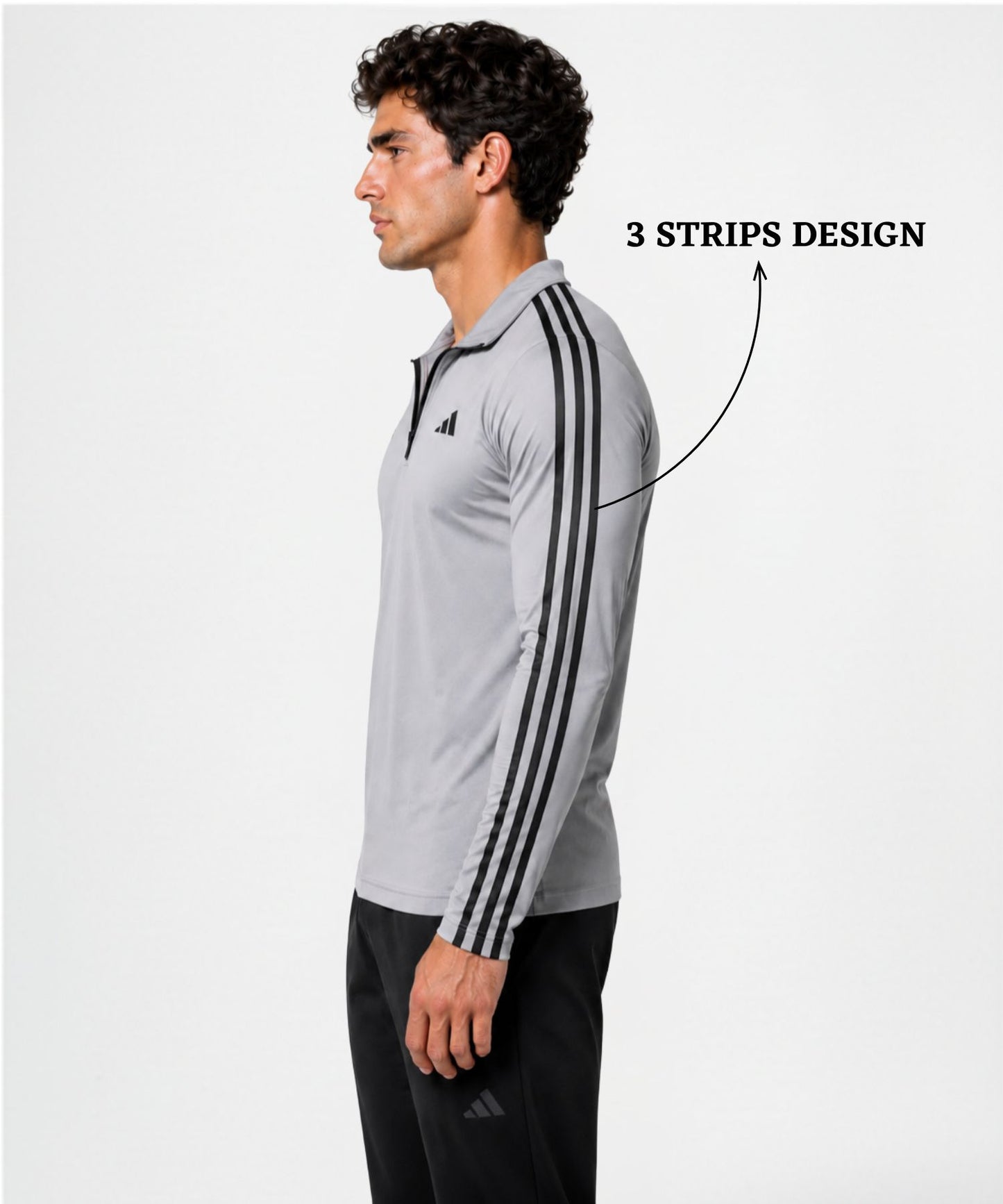 Imported Nylon Lycra Half Zipper T-Shirt (180 GSM)| 3 Strip Design