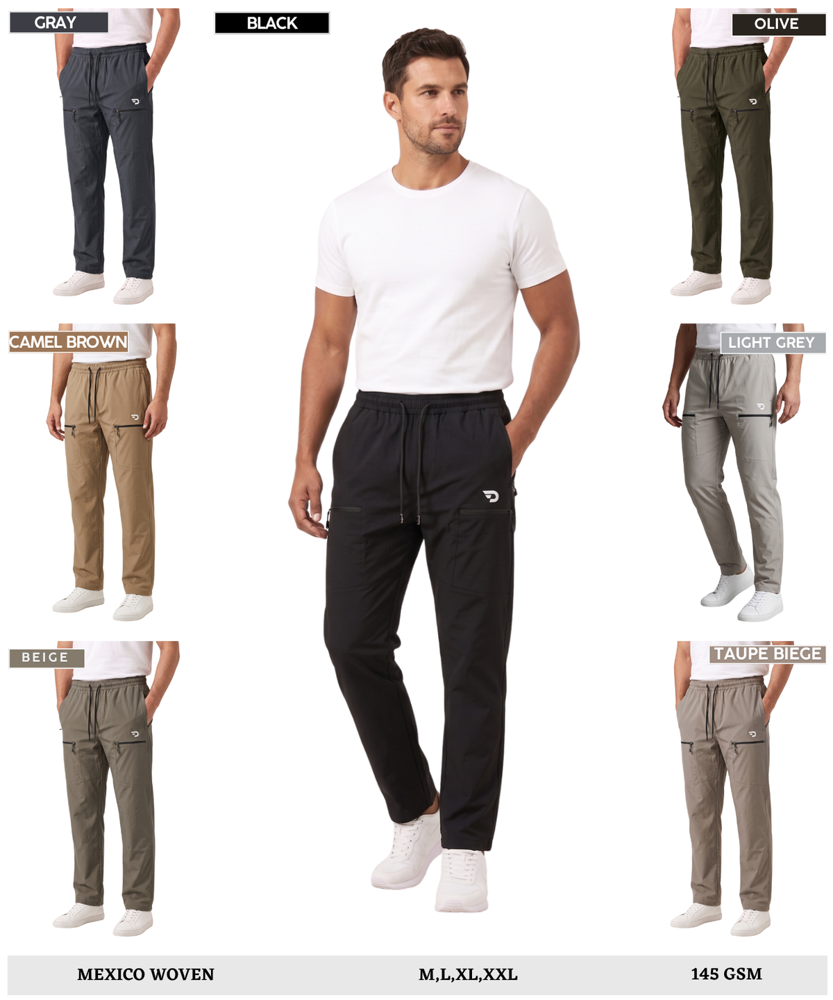 Denmonk Men's Imported Maxico Woven Lightweight Track Pants | 145 GSM | Comfort Fit | Front Zipper Pockets