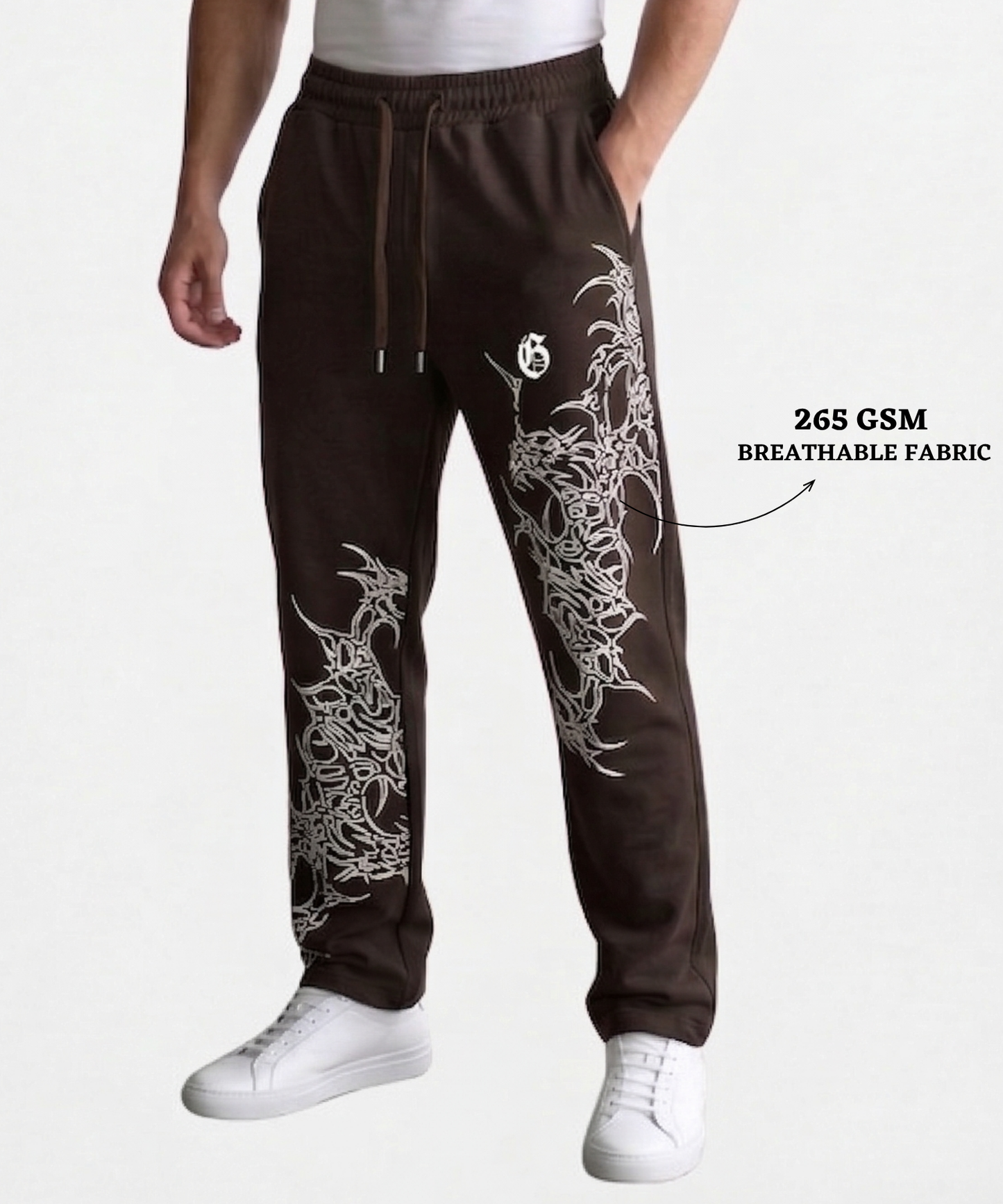 Men’s Premium Cotton Lycra Printed Track Pants (265 GSM) | Baggy Fit