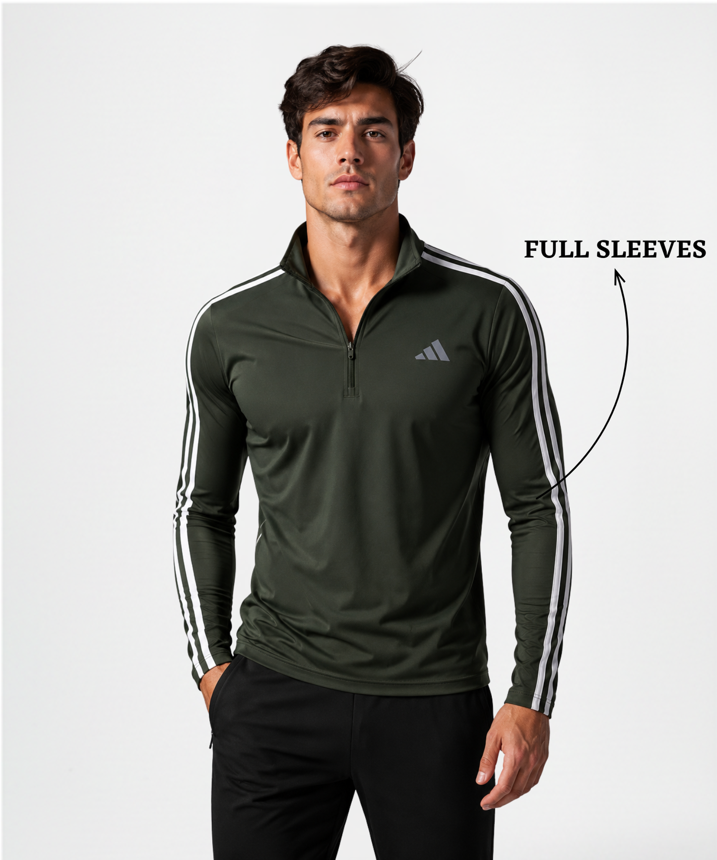 Imported Nylon Lycra Half Zipper T-Shirt (180 GSM)| 3 Strip Design