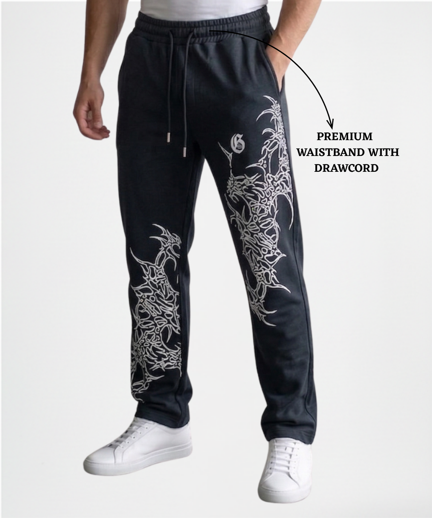 Men’s Premium Cotton Lycra Printed Track Pants (265 GSM) | Baggy Fit