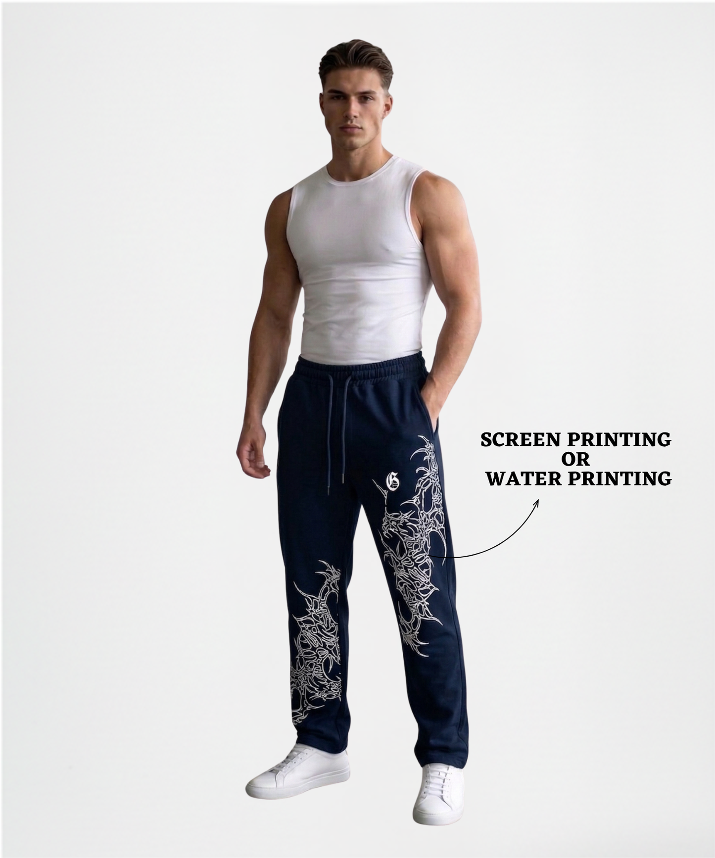 Men’s Premium Cotton Lycra Printed Track Pants (265 GSM) | Baggy Fit