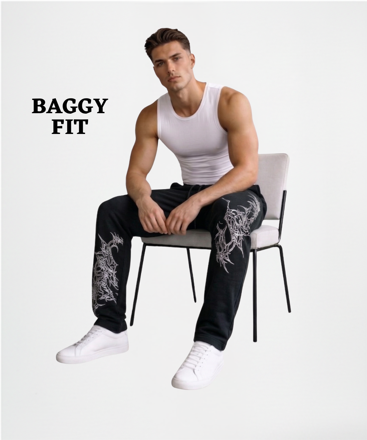 Men’s Premium Cotton Lycra Printed Track Pants (265 GSM) | Baggy Fit