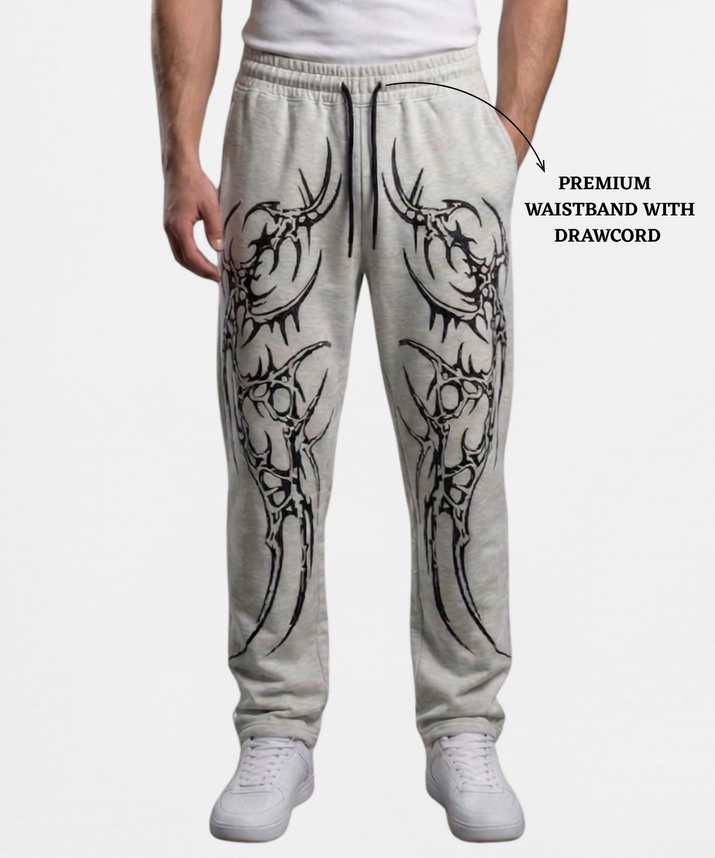 Men’s Premium Cotton Lycra Printed Track Pants (265 GSM) | Baggy Fit