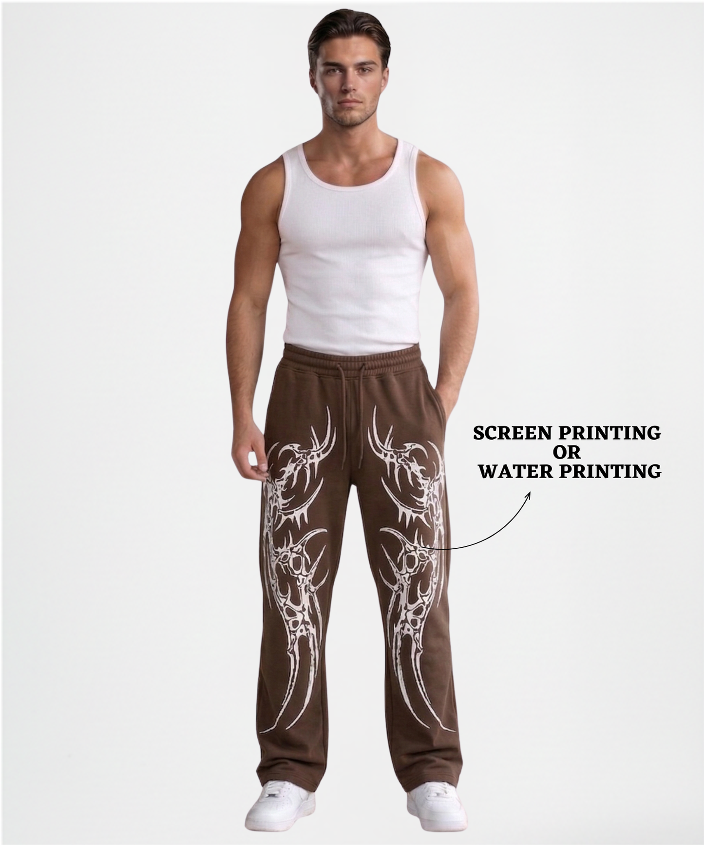 Men’s Premium Cotton Lycra Printed Track Pants (265 GSM) | Baggy Fit