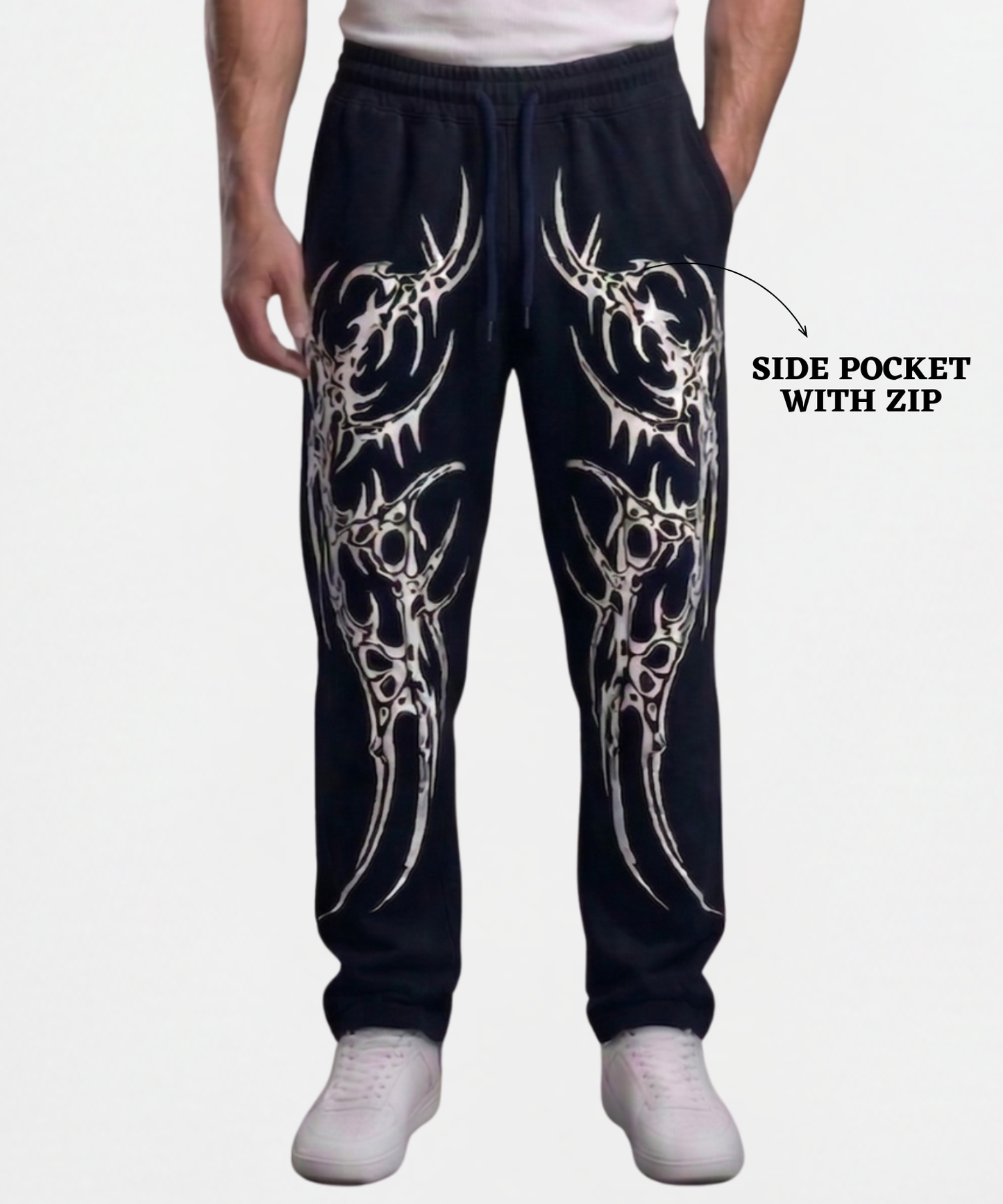 Men’s Premium Cotton Lycra Printed Track Pants (265 GSM) | Baggy Fit