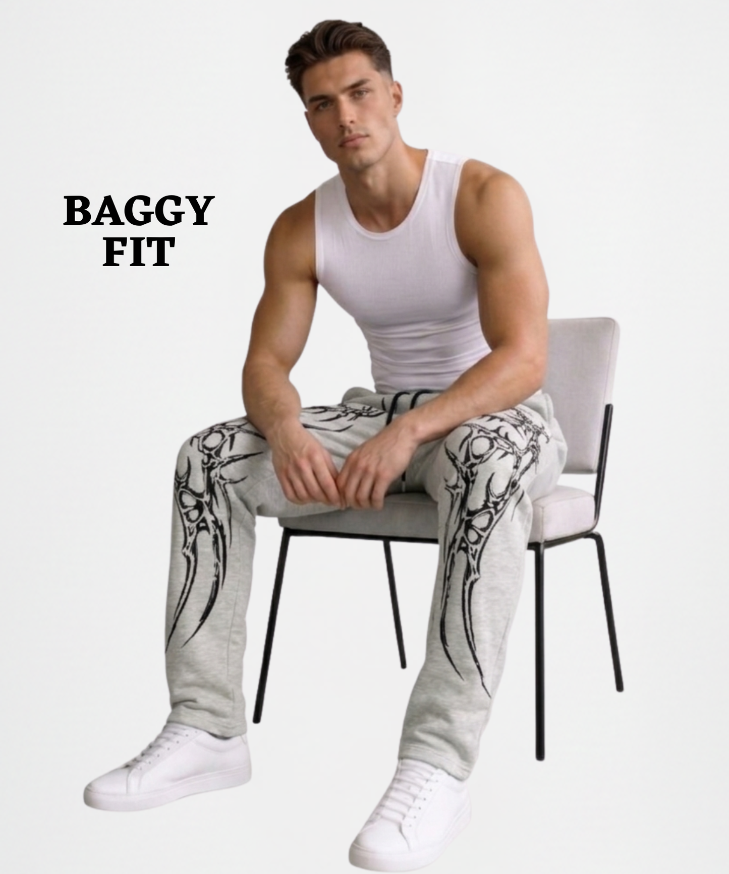 Men’s Premium Cotton Lycra Printed Track Pants (265 GSM) | Baggy Fit